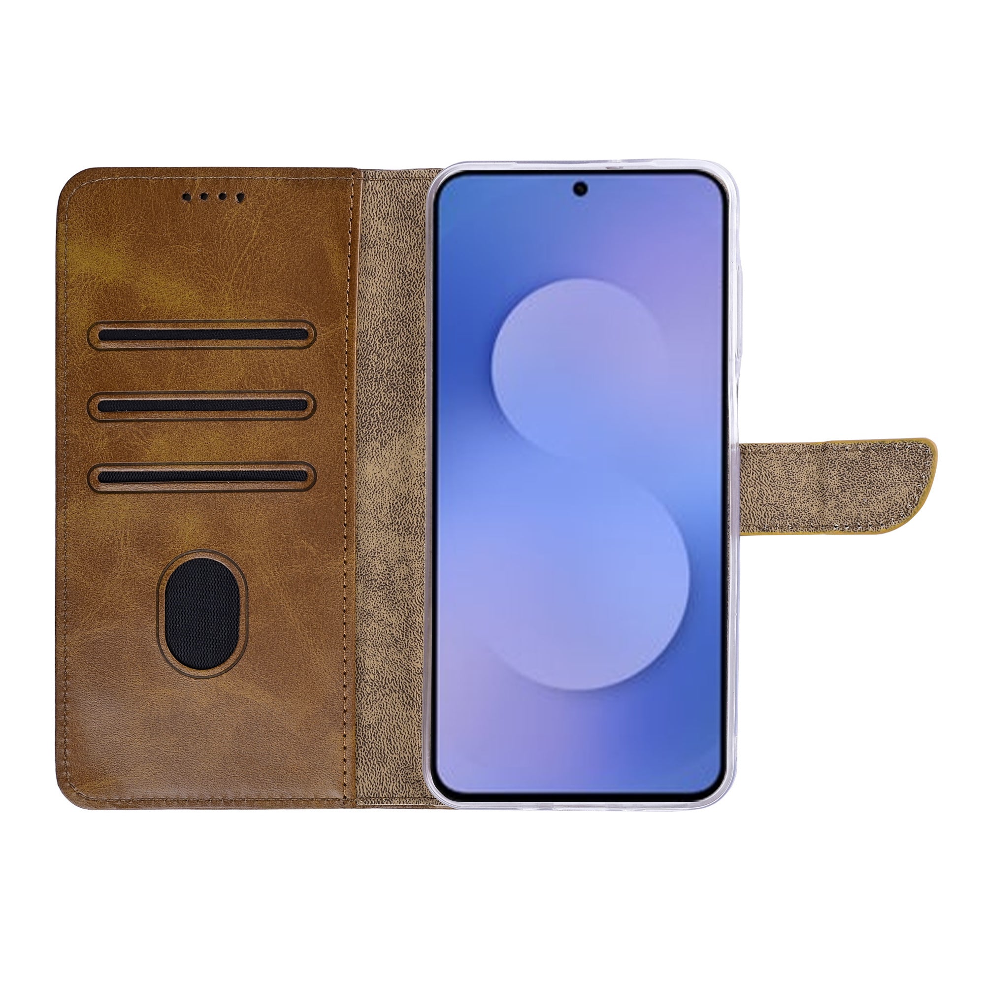 Rixus Bookcase For Samsung Galaxy S26 FE Light Brown