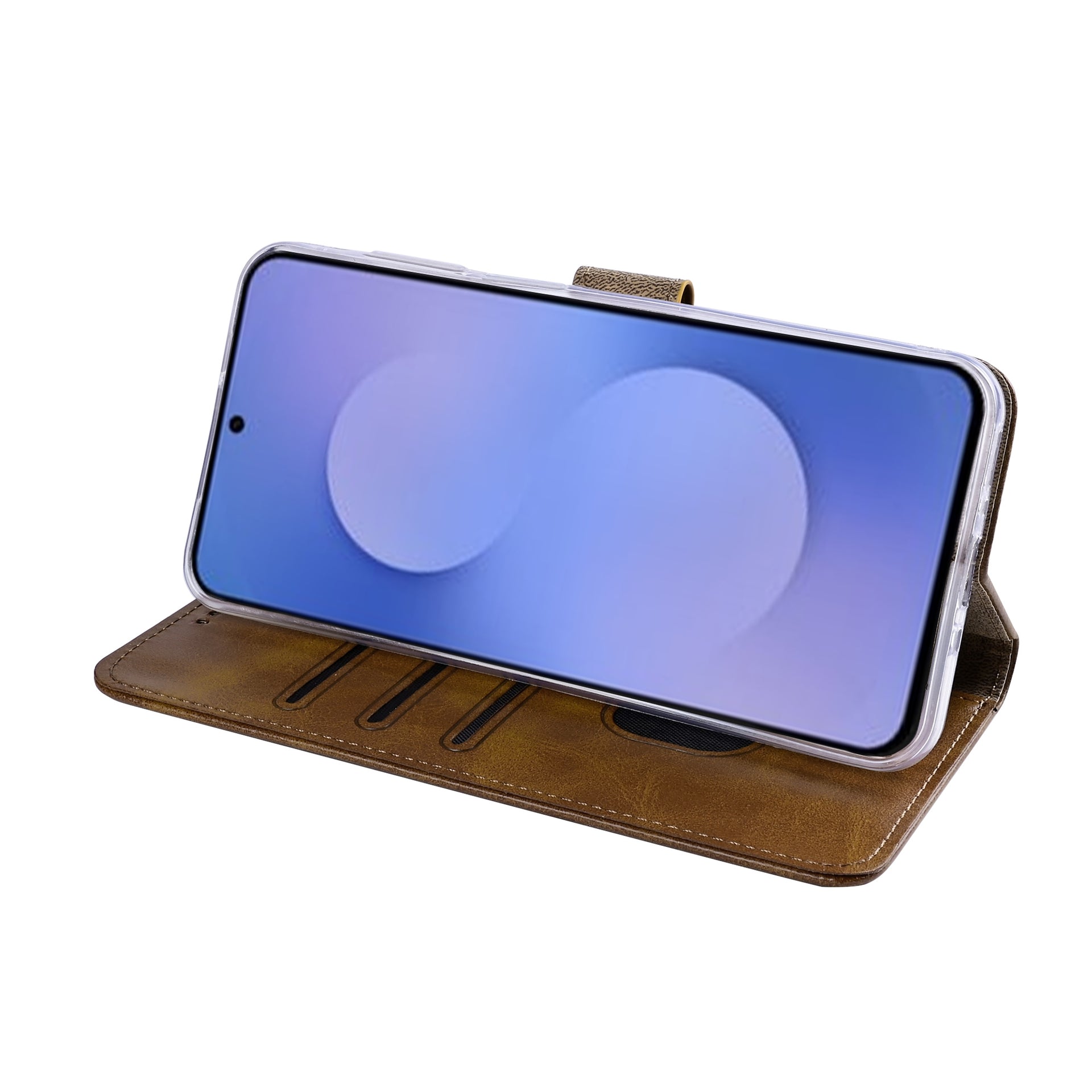 Rixus Bookcase For Samsung Galaxy S26 FE Light Brown