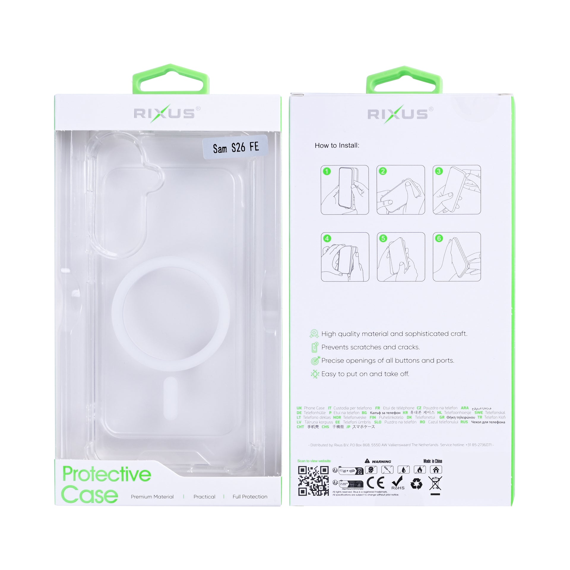Rixus Anti-Burst Case With MagSafe Compatible For Samsung Galaxy S26 FE Transparent