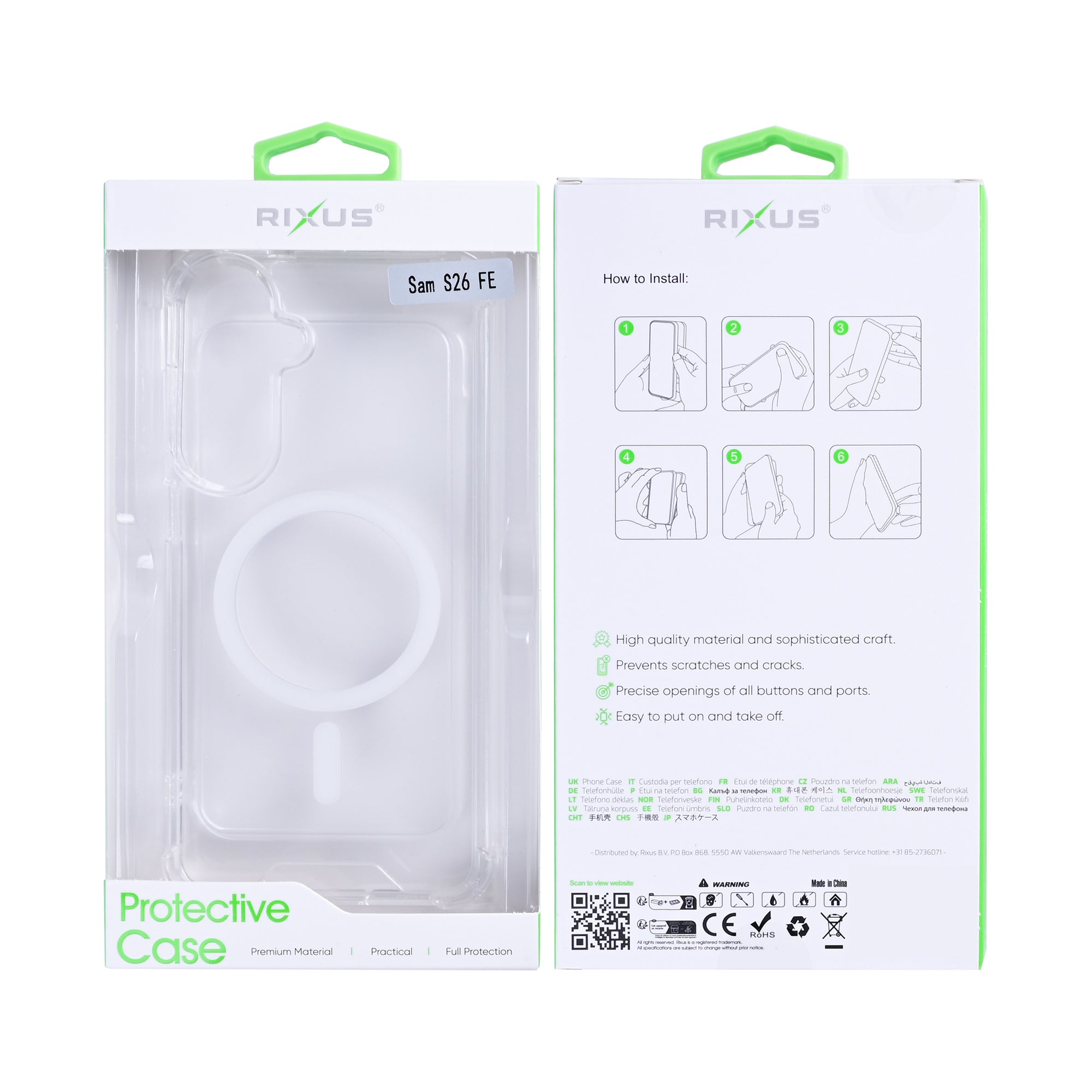 Rixus Anti-Burst Case With MagSafe Compatible For Samsung Galaxy S26 FE Transparent