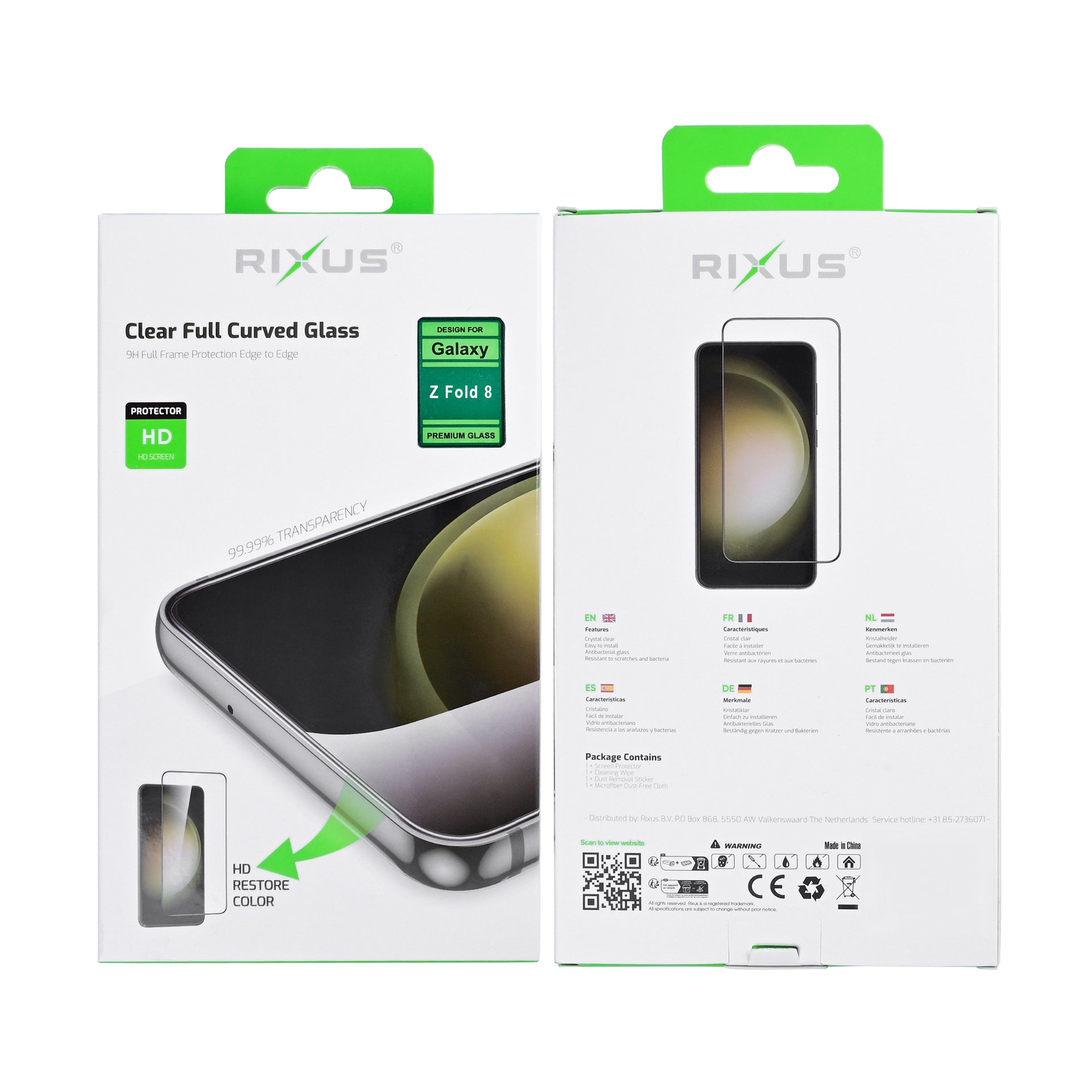 Rixus Clear HD Full Curved Edge Tempered Glass For Samsung Galaxy Z Fold 8