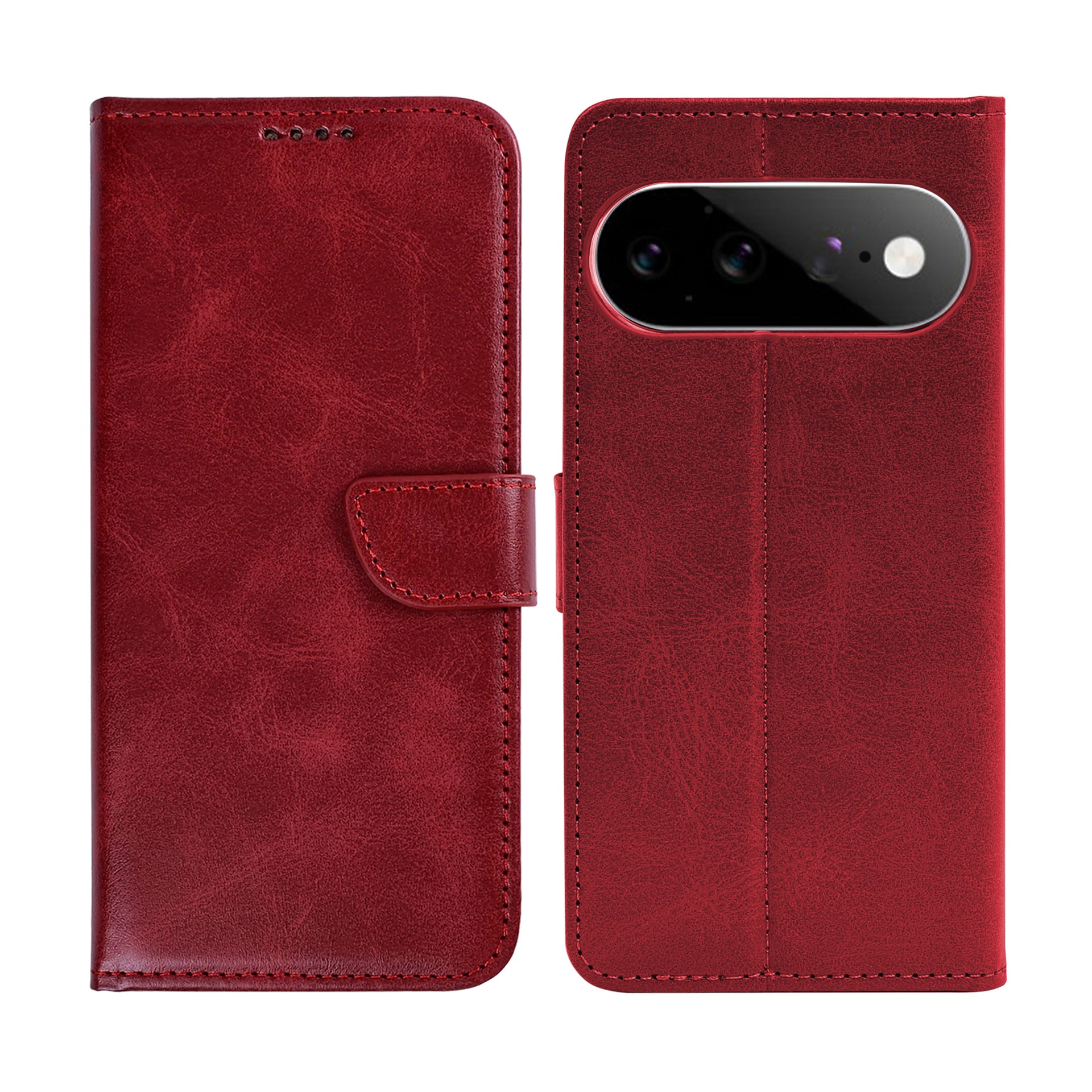 Rixus Bookcase For Google Pixel 11 Dark Red