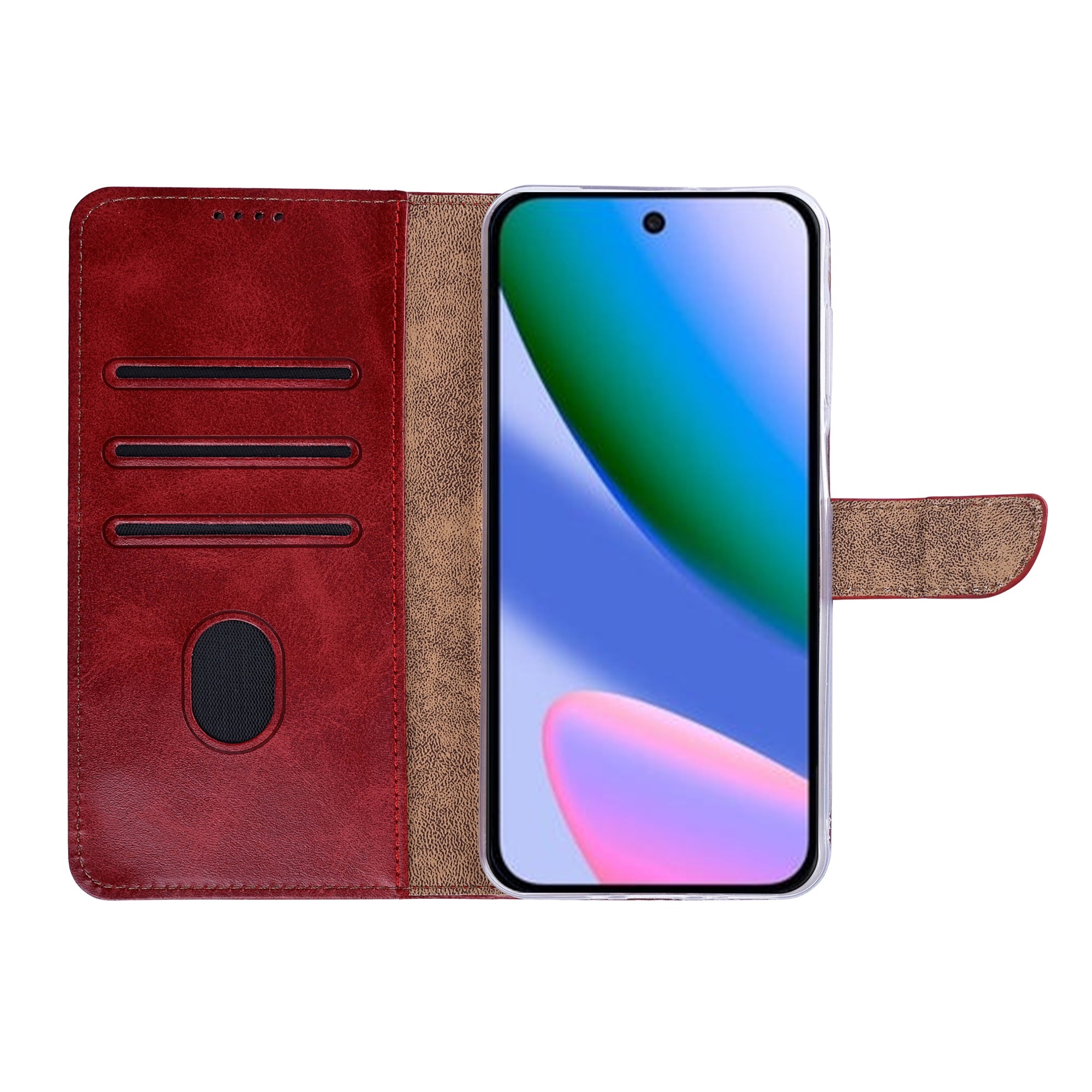 Rixus Bookcase For Google Pixel 11 Dark Red