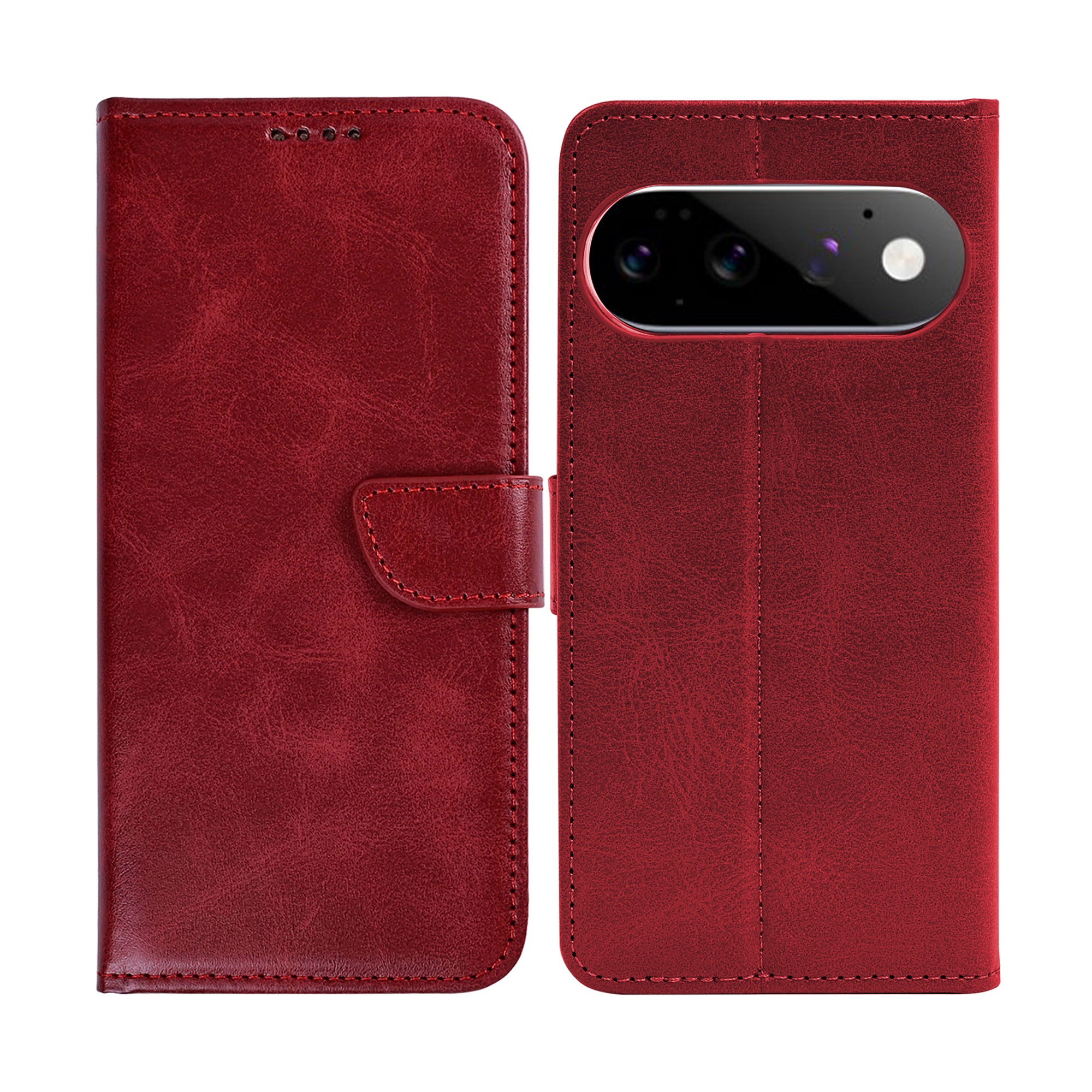 Rixus Bookcase For Google Pixel 11 Pro Dark Red