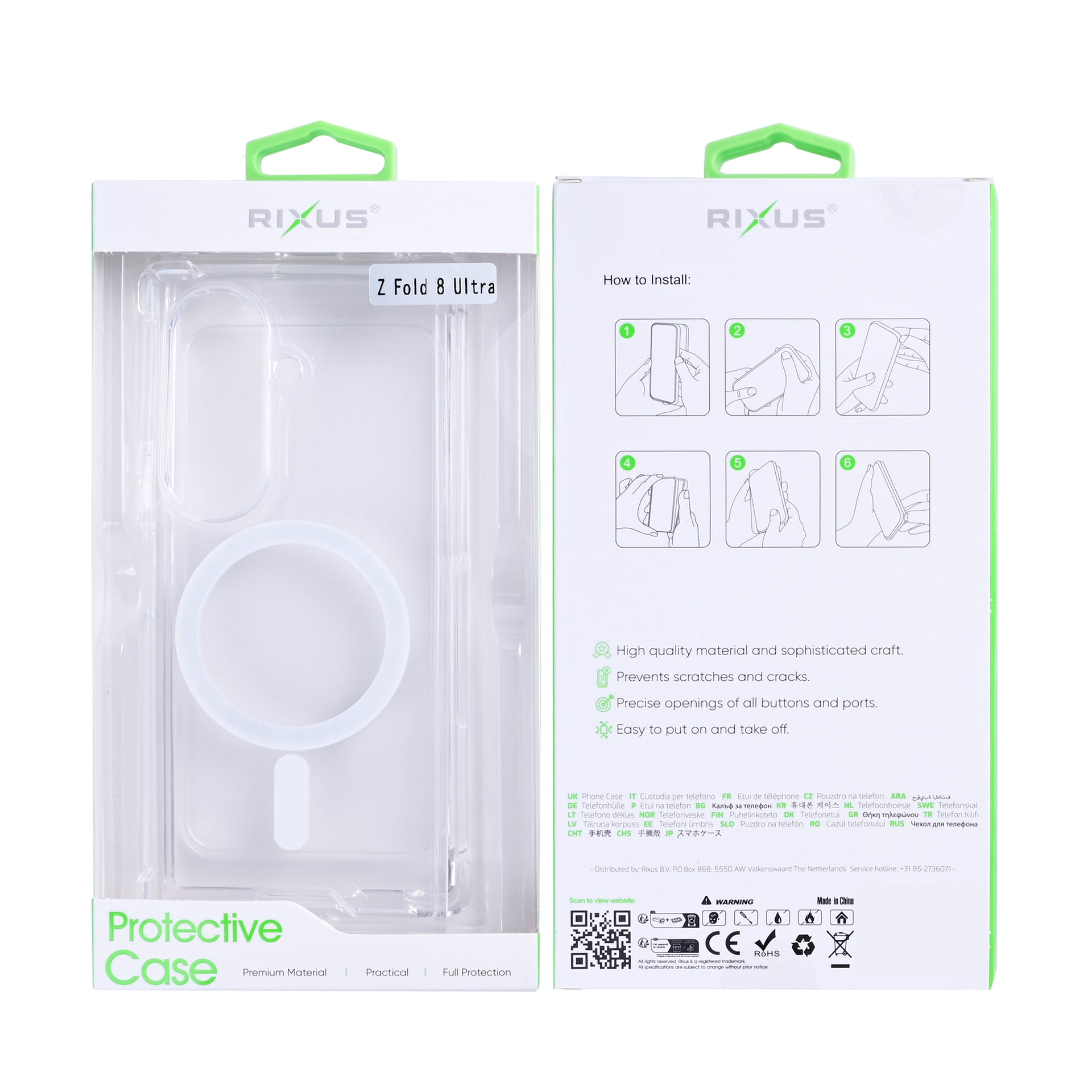Rixus Anti-Burst Case With MagSafe Compatible For Samsung Galaxy Z Fold8 Ultra Transparent