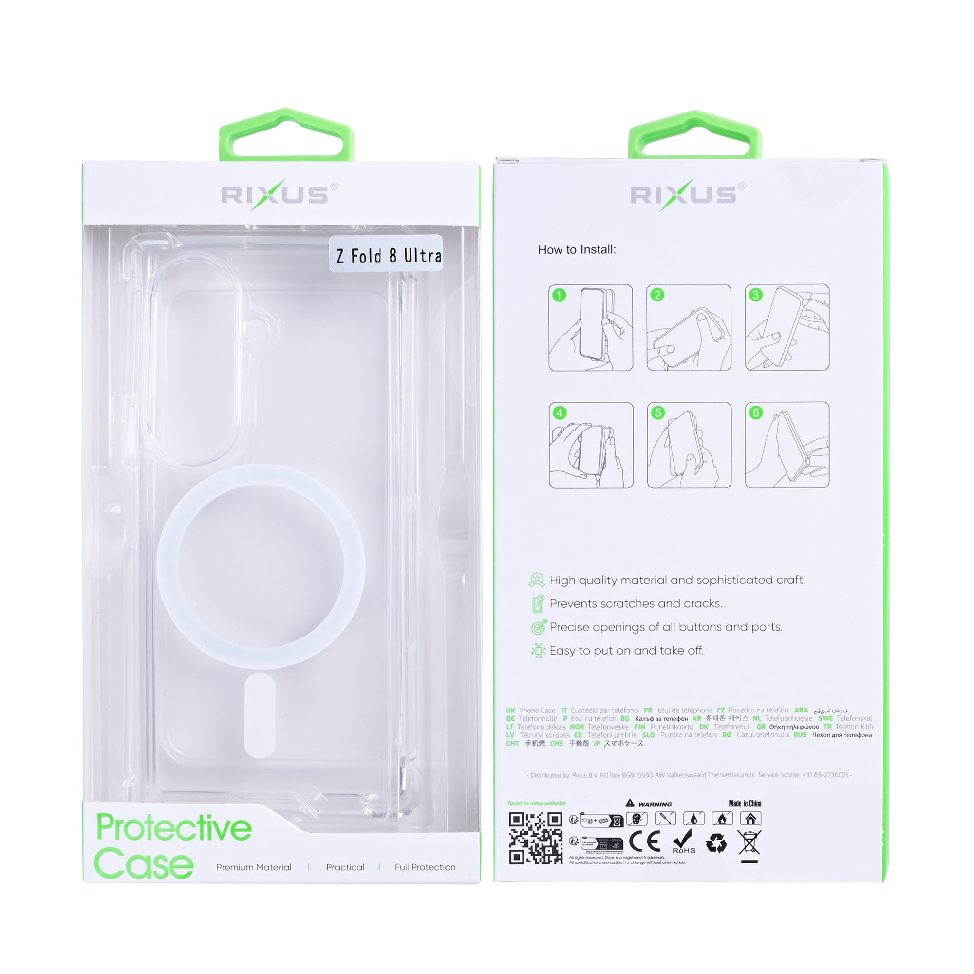Rixus Anti-Burst Case With MagSafe Compatible For Samsung Galaxy Z Fold8 Ultra Transparent