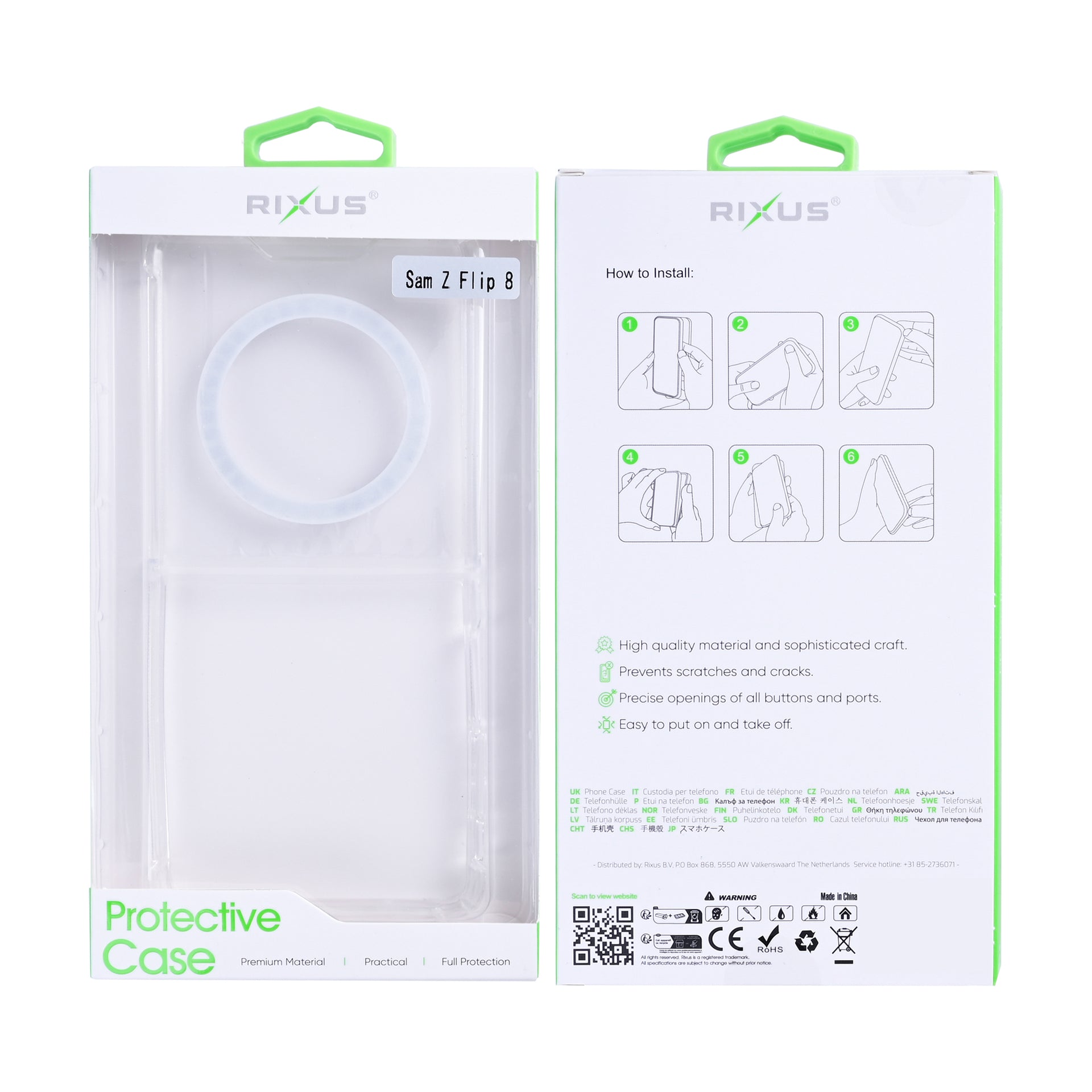Rixus Anti-Burst Case With MagSafe Compatible For Samsung Galaxy Z Flip8 Transparent