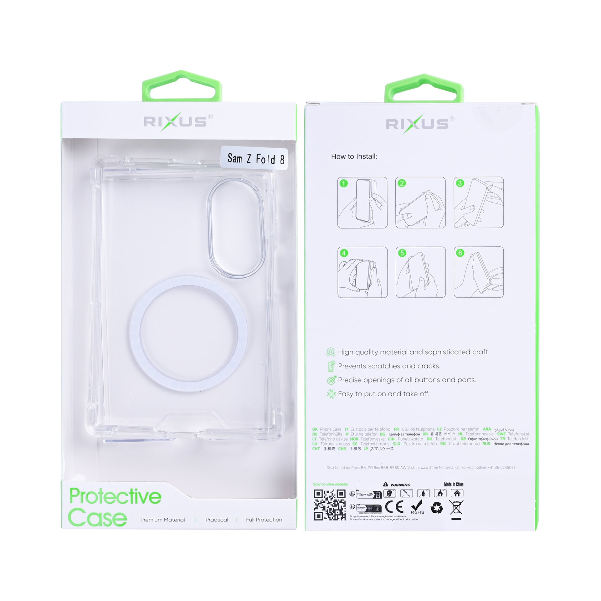 Rixus Anti-Burst Case With MagSafe Compatible For Samsung Galaxy Z Fold8 Transparent