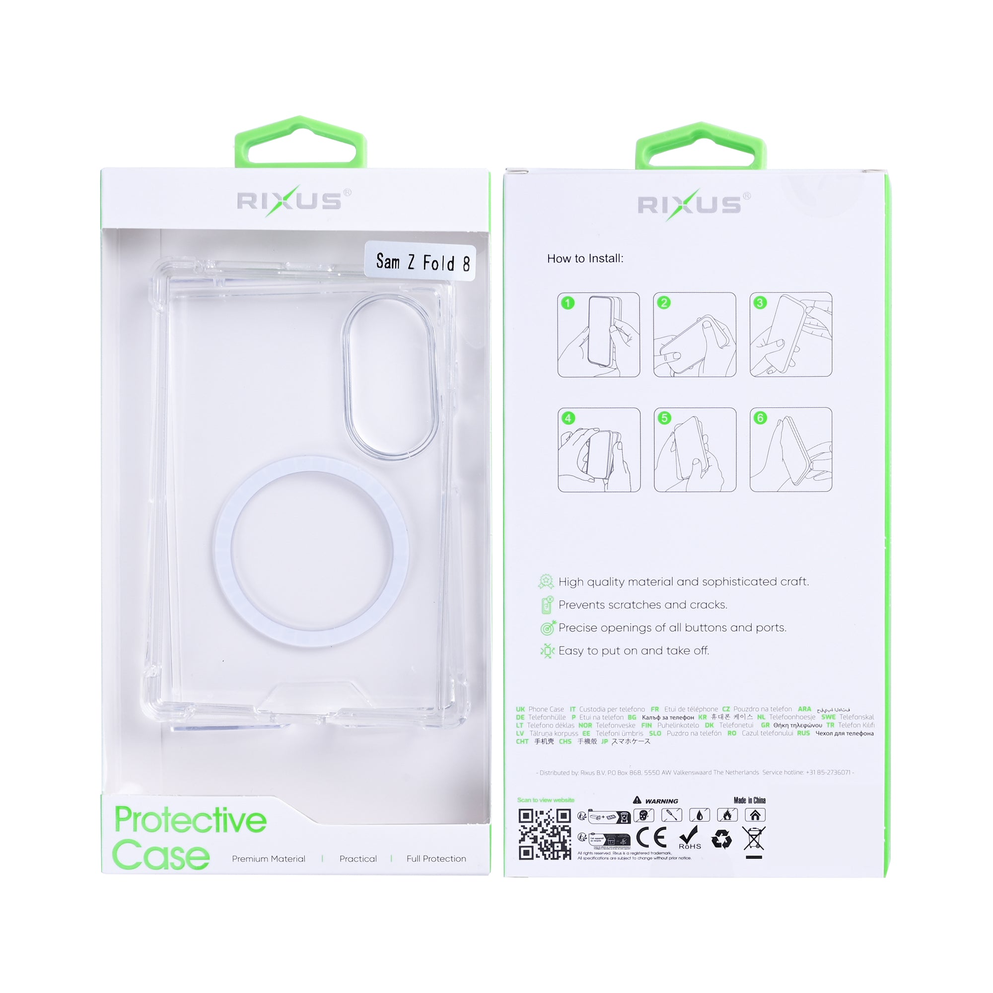 Rixus Anti-Burst Case With MagSafe Compatible For Samsung Galaxy Z Fold8 Transparent