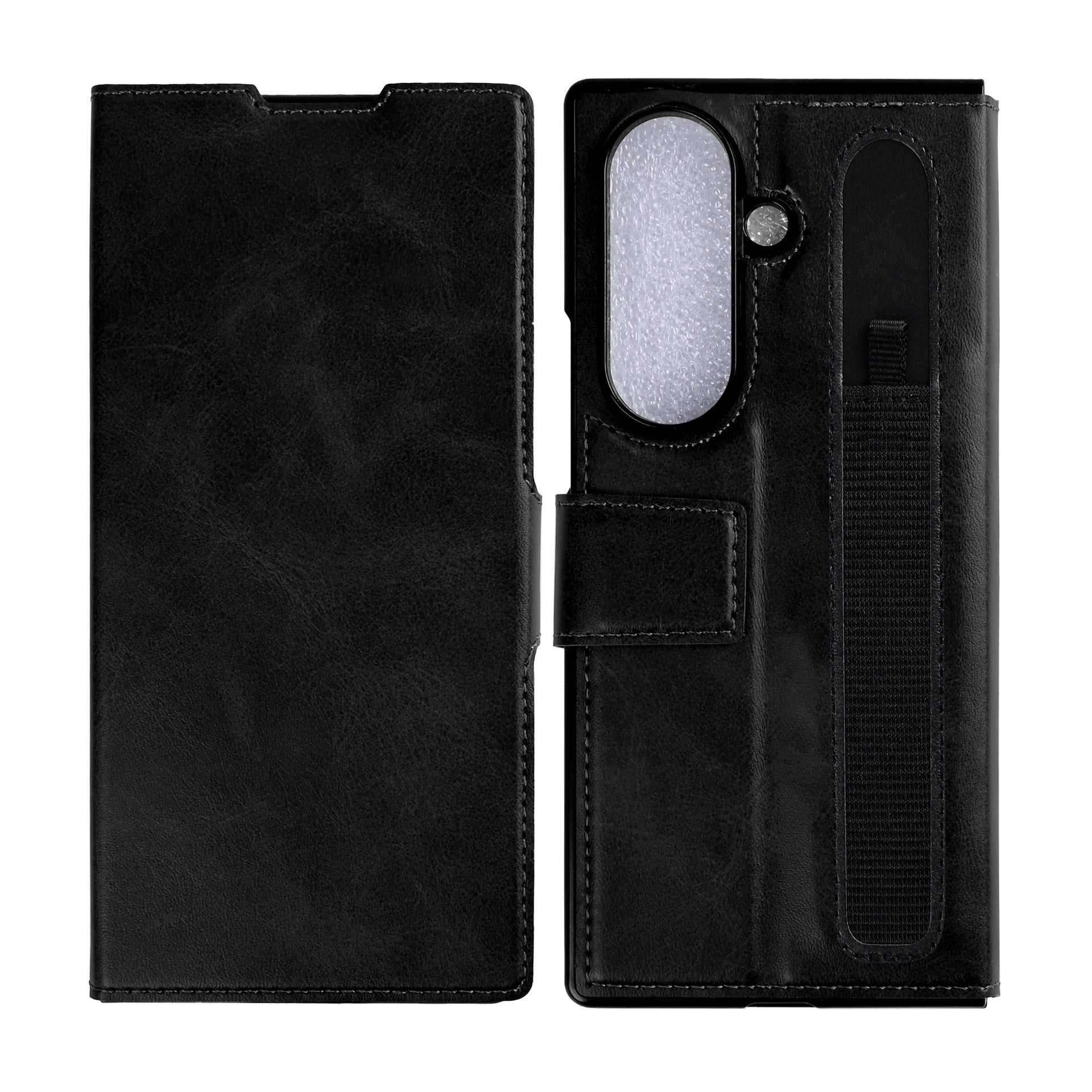 Rixus Wallet Case With Pen Holder For Samsung Galaxy Z Fold8 Ultra Black