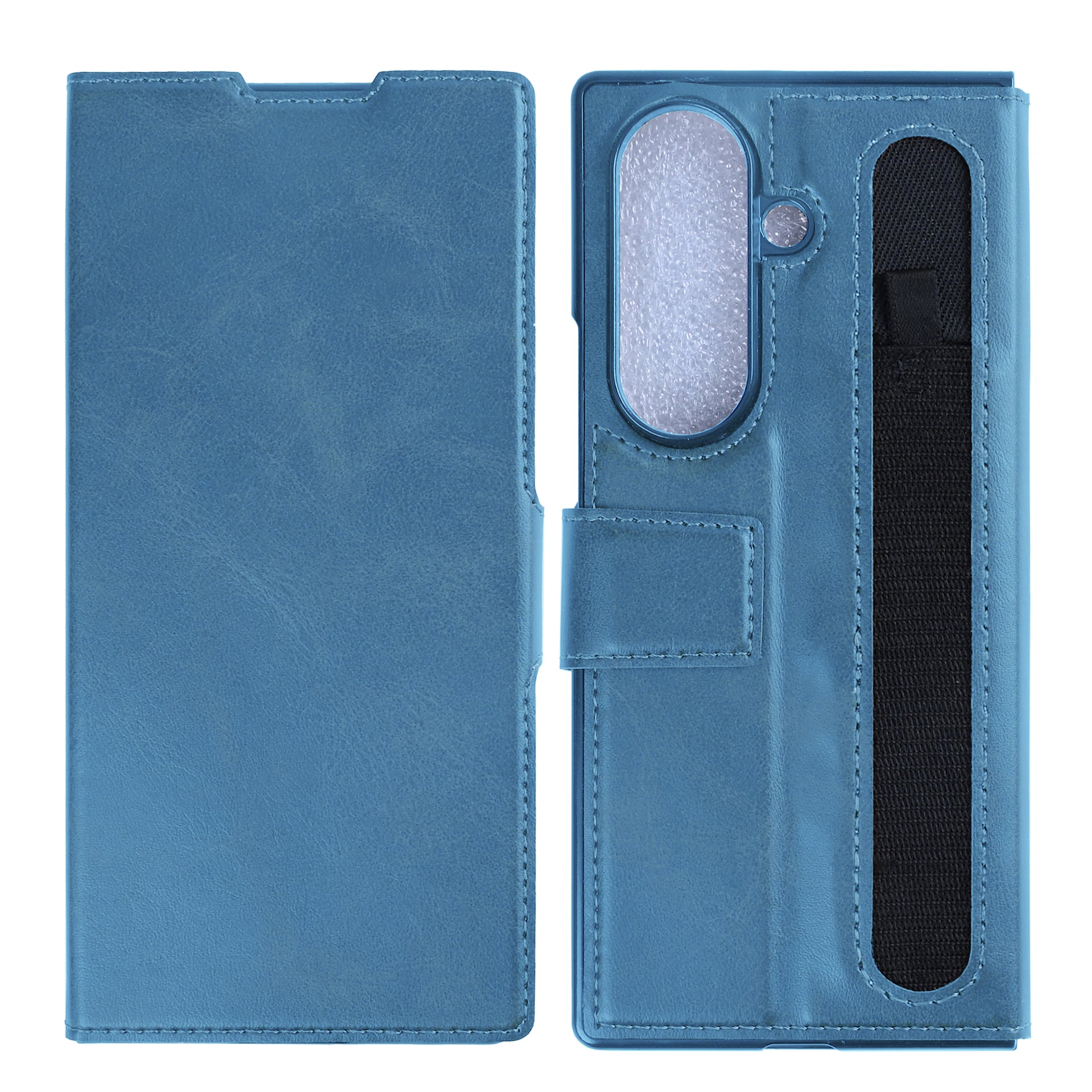 Rixus Wallet Case With Pen Holder For Samsung Galaxy Z Fold8 Ultra Sierra Blue