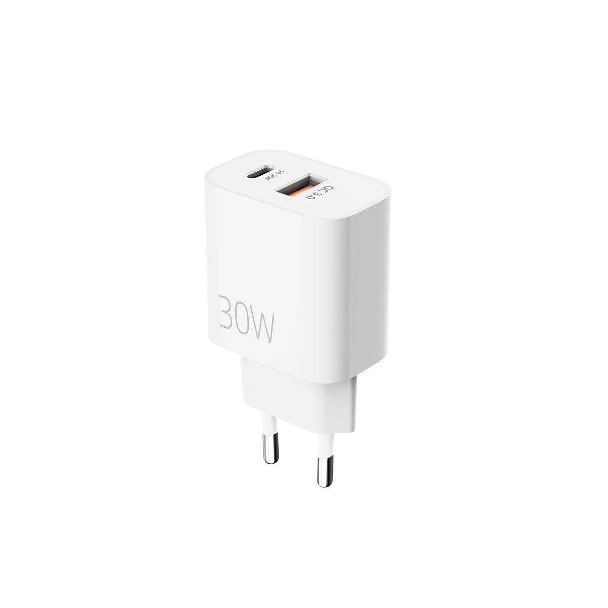Fast Charging Adapter CH30AC USB-A And USB-C Dual Ports 30W White Retail Box