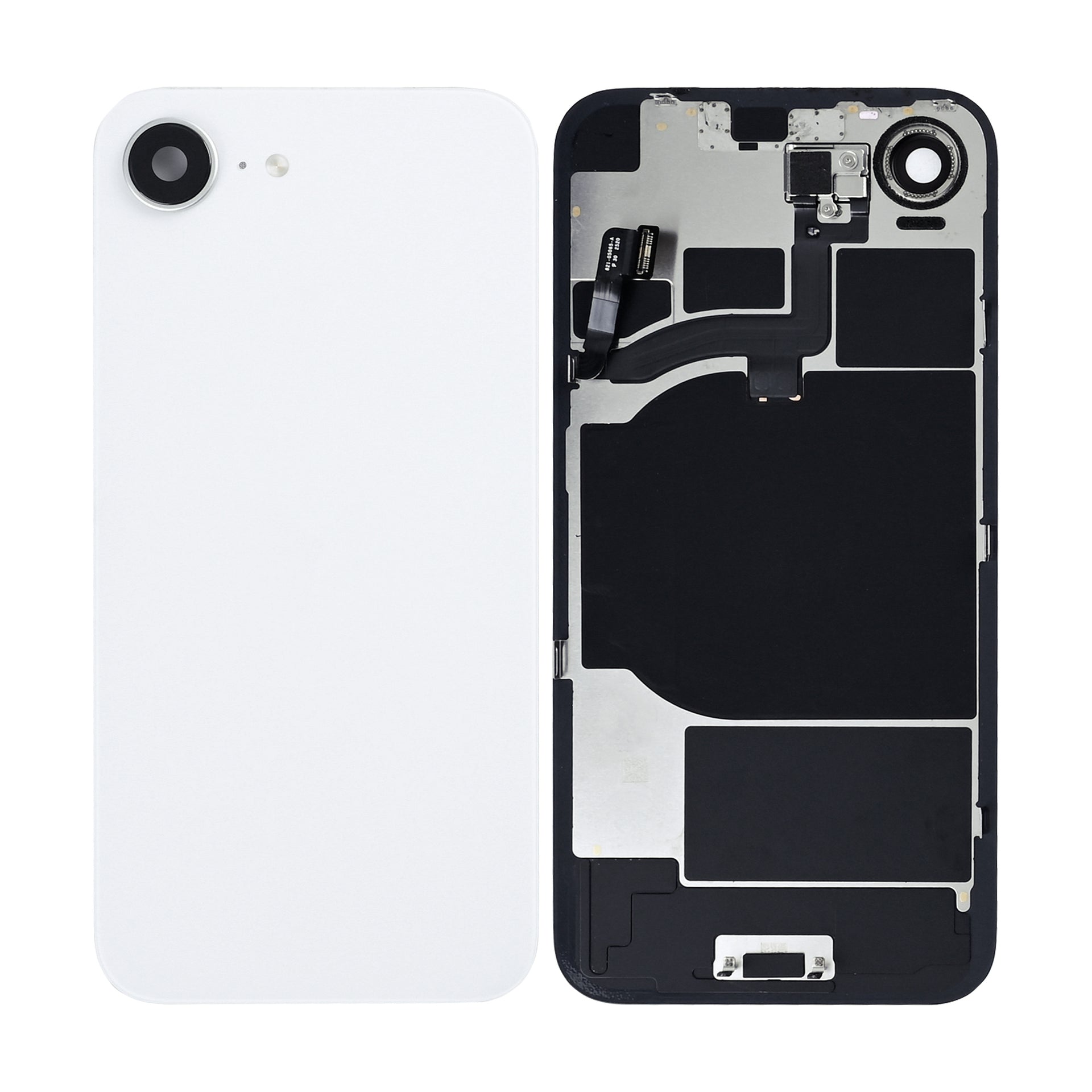 For Apple iPhone 16e Back Glass With NFC, Enlarged Camera Frame White Pulled