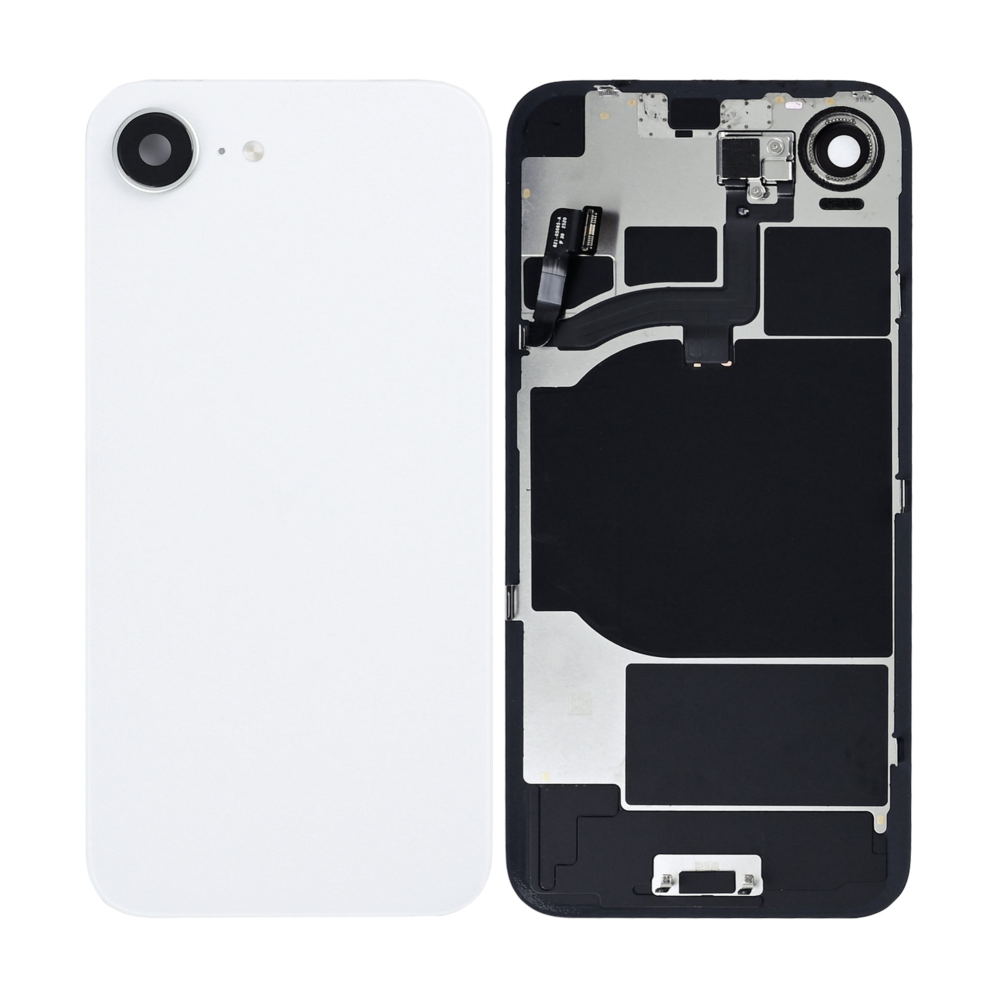 For Apple iPhone 16e Back Glass With NFC, Enlarged Camera Frame White Pulled