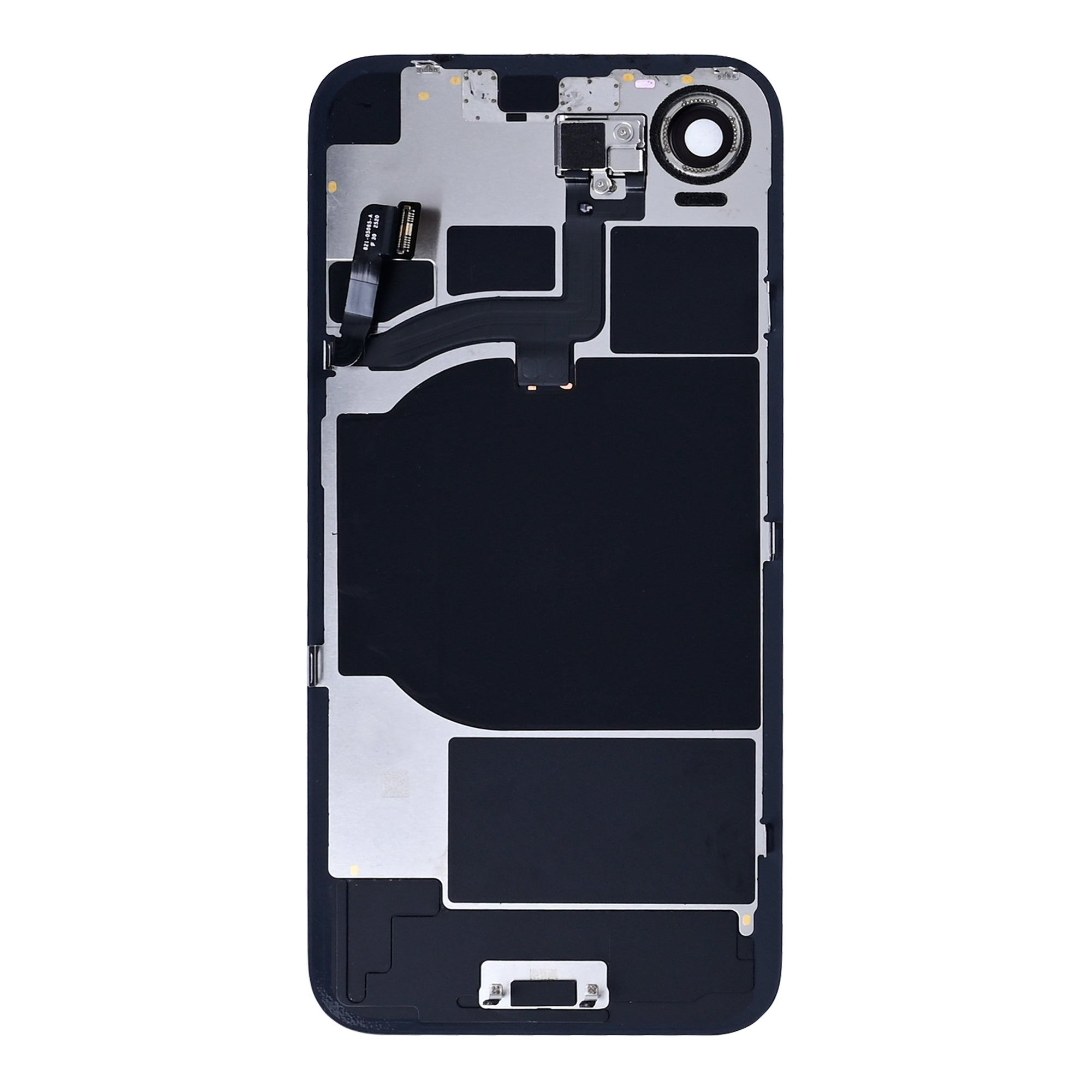 For Apple iPhone 16e Back Glass With NFC, Enlarged Camera Frame Black Pulled