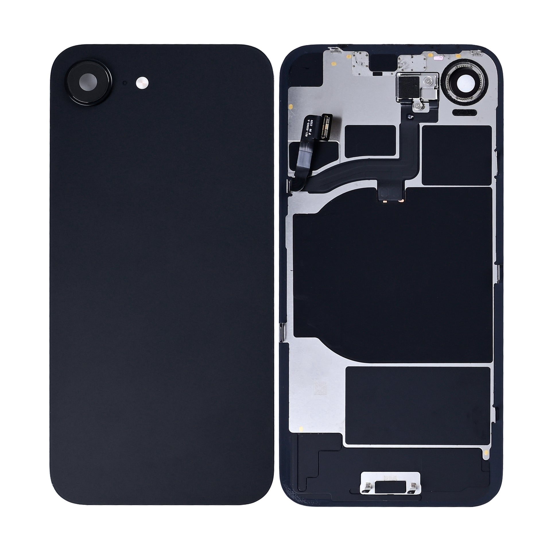 For Apple iPhone 16e Back Glass With NFC, Enlarged Camera Frame Black Pulled