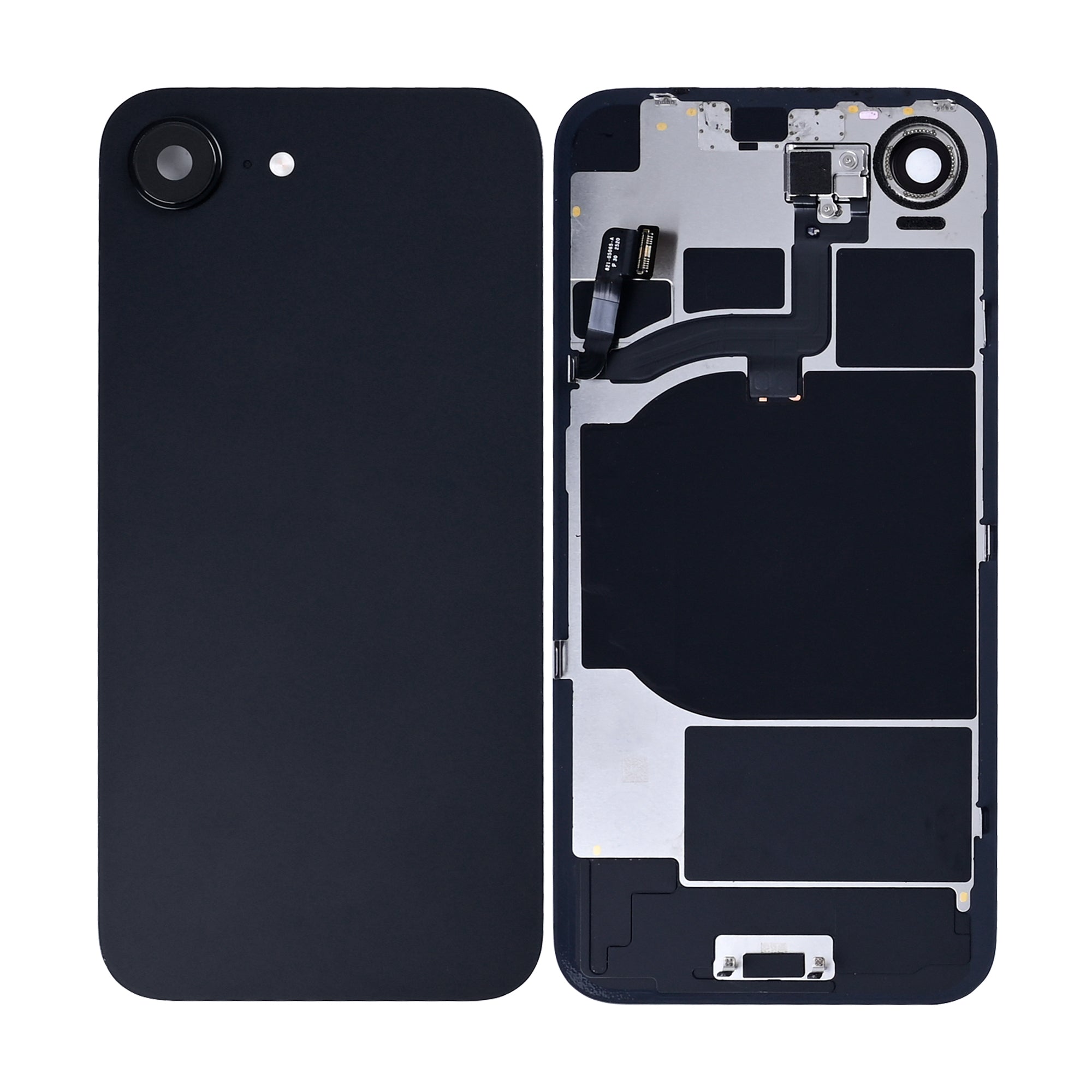 For Apple iPhone 16e Back Glass With NFC, Enlarged Camera Frame Black Pulled