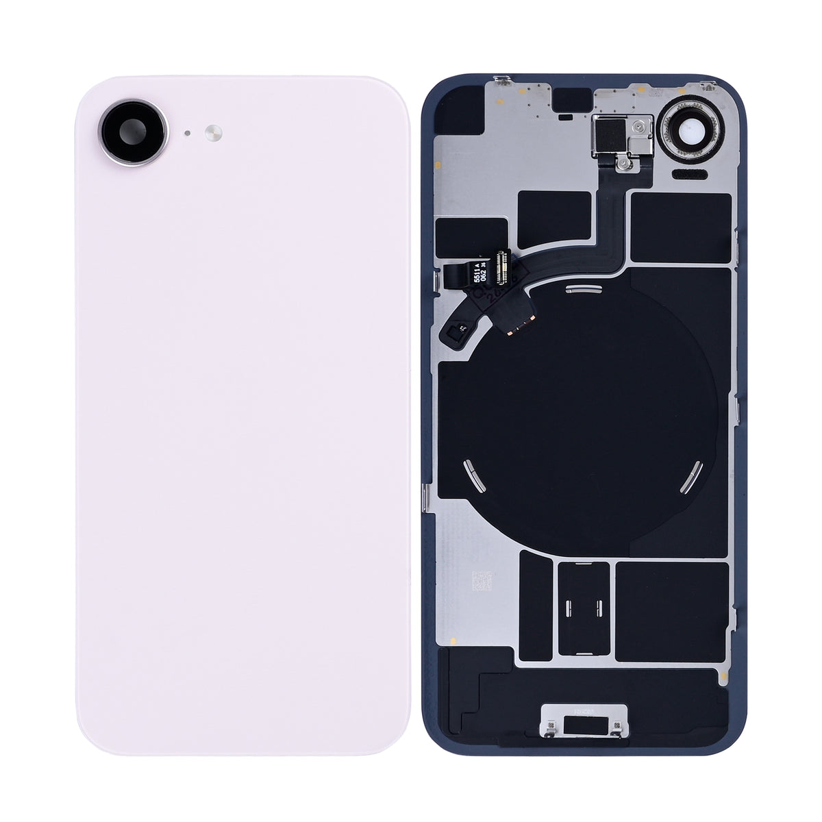 For Apple iPhone 17e Back Glass With NFC, Enlarged Camera Frame Soft Pink Pulled