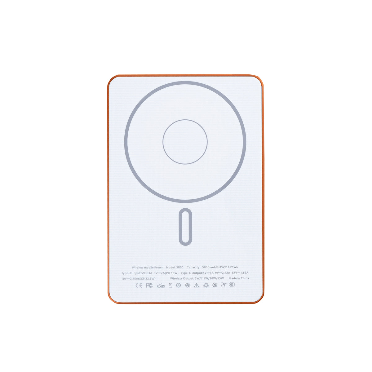 For Apple iPhone 12, 13, 14, 15, 16, 17 Series Ultra Thin Battery Pack Magnetic Charging 15W 5000mAh Orange