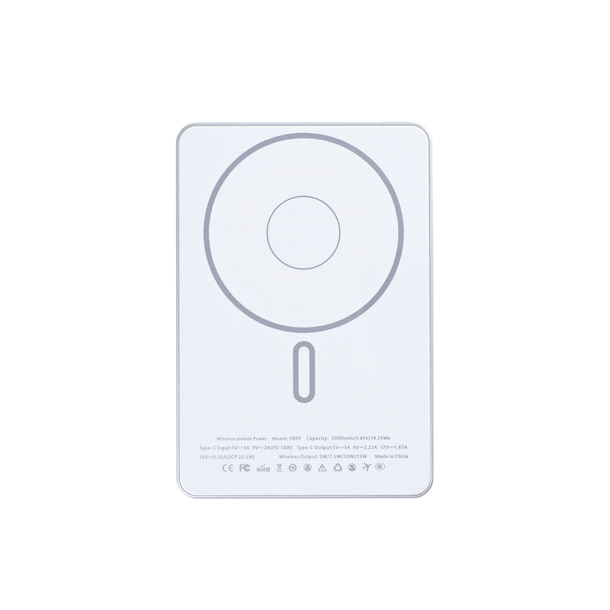 For Apple iPhone 12, 13, 14, 15, 16, 17 Series Ultra Thin Battery Pack Magnetic Charging 15W 5000mAh Silver