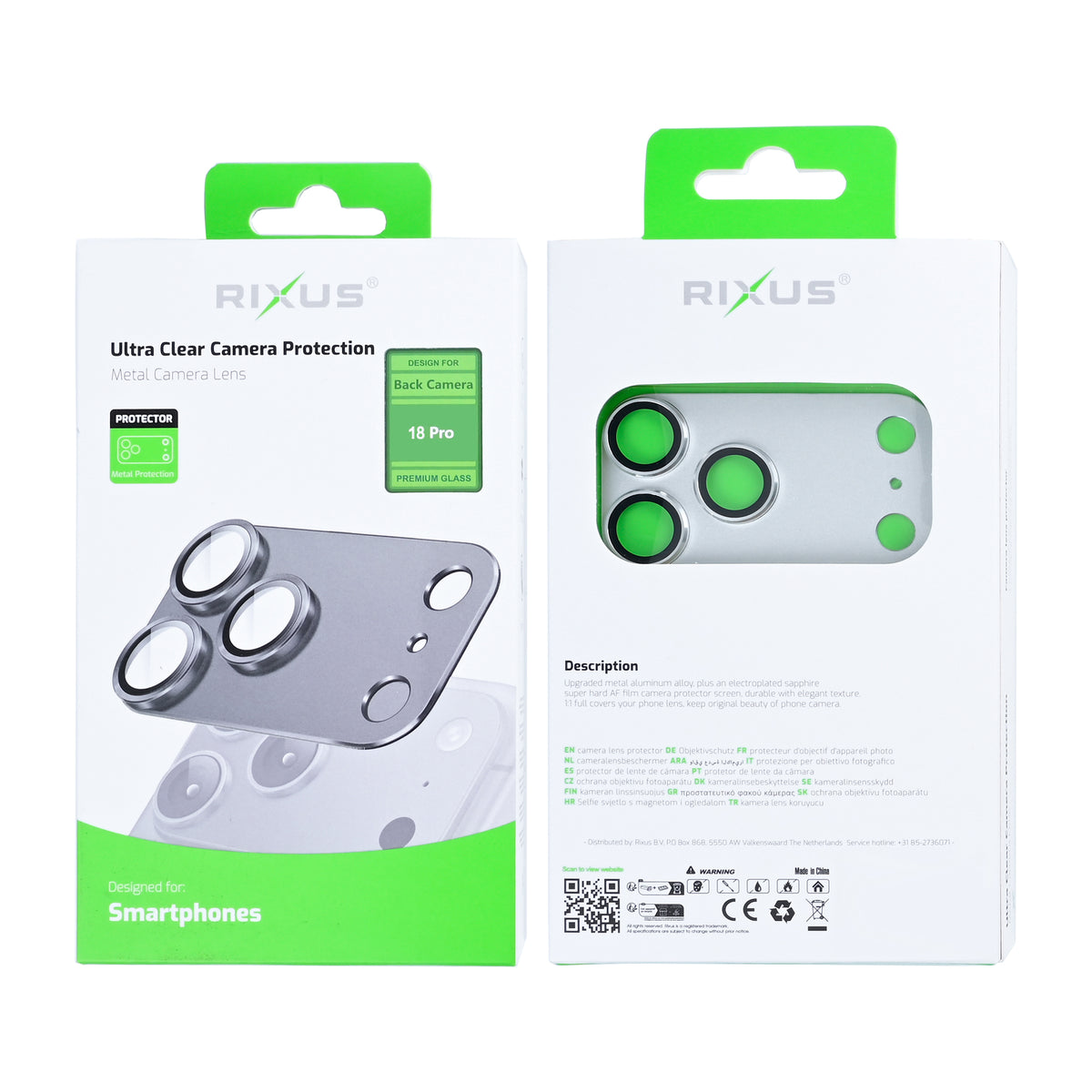 Rixus Ultra Clear Camera Protection For Apple iPhone 18 Pro Silver