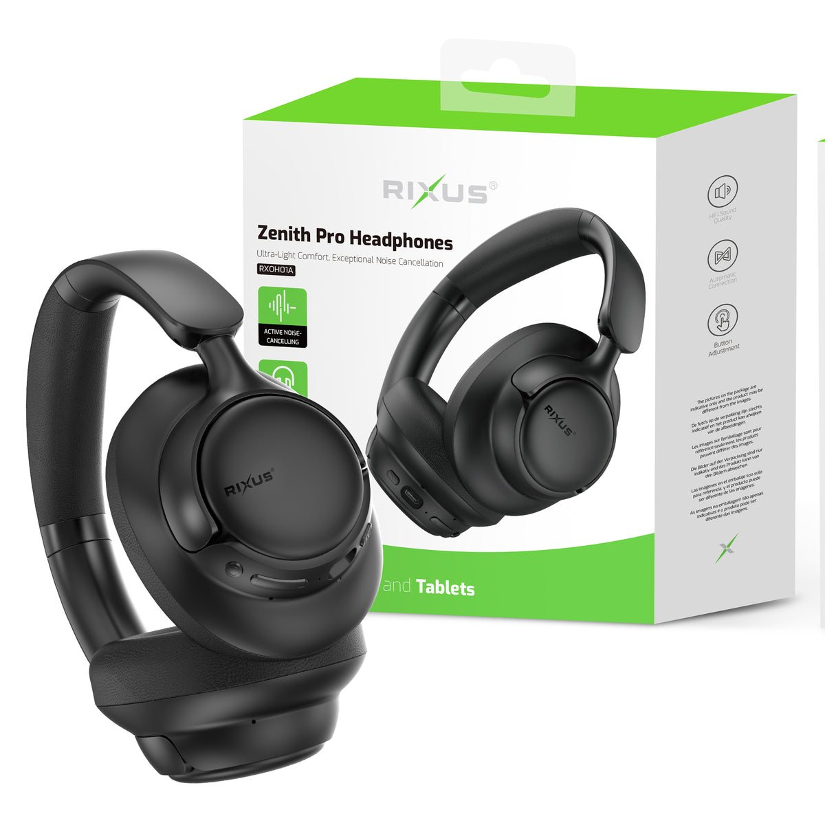 Rixus RXOH01A Zenith Pro Headphones Black