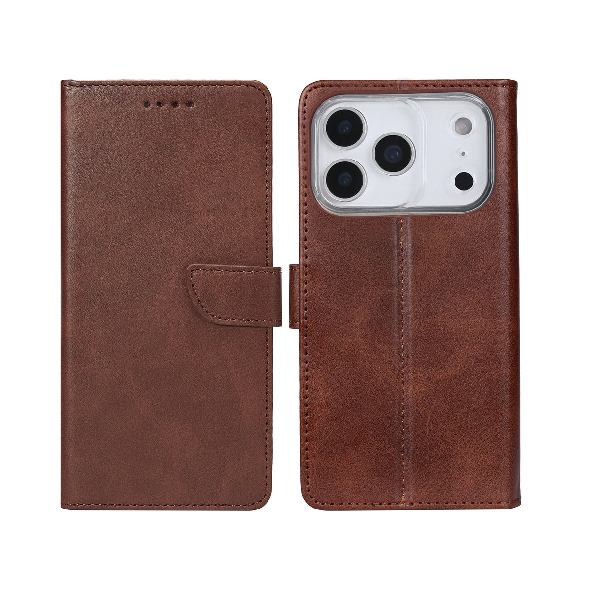Rixus Bookcase For Apple iPhone 17 Pro, 18 Pro Brown