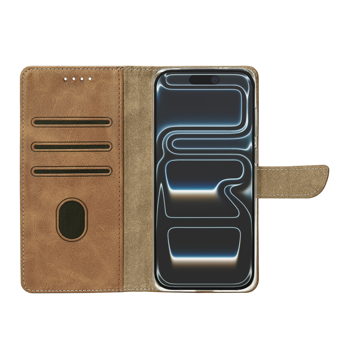 Rixus Bookcase For Apple iPhone 17 Pro, 18 Pro Light Brown