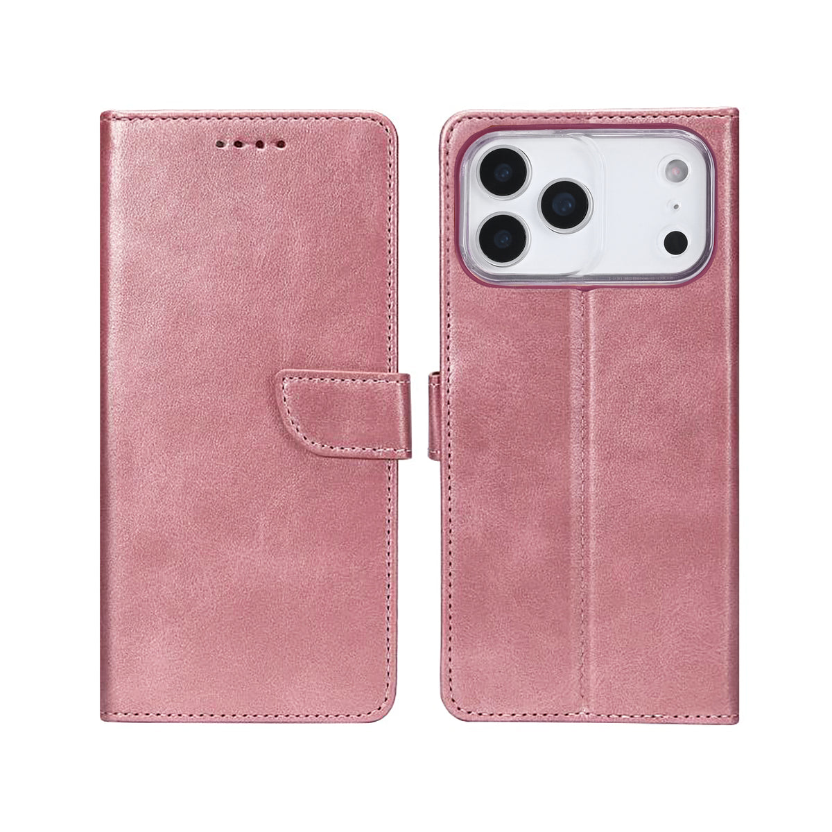 Rixus Bookcase For Apple iPhone 17 Pro Max, 18 Pro Max Pink