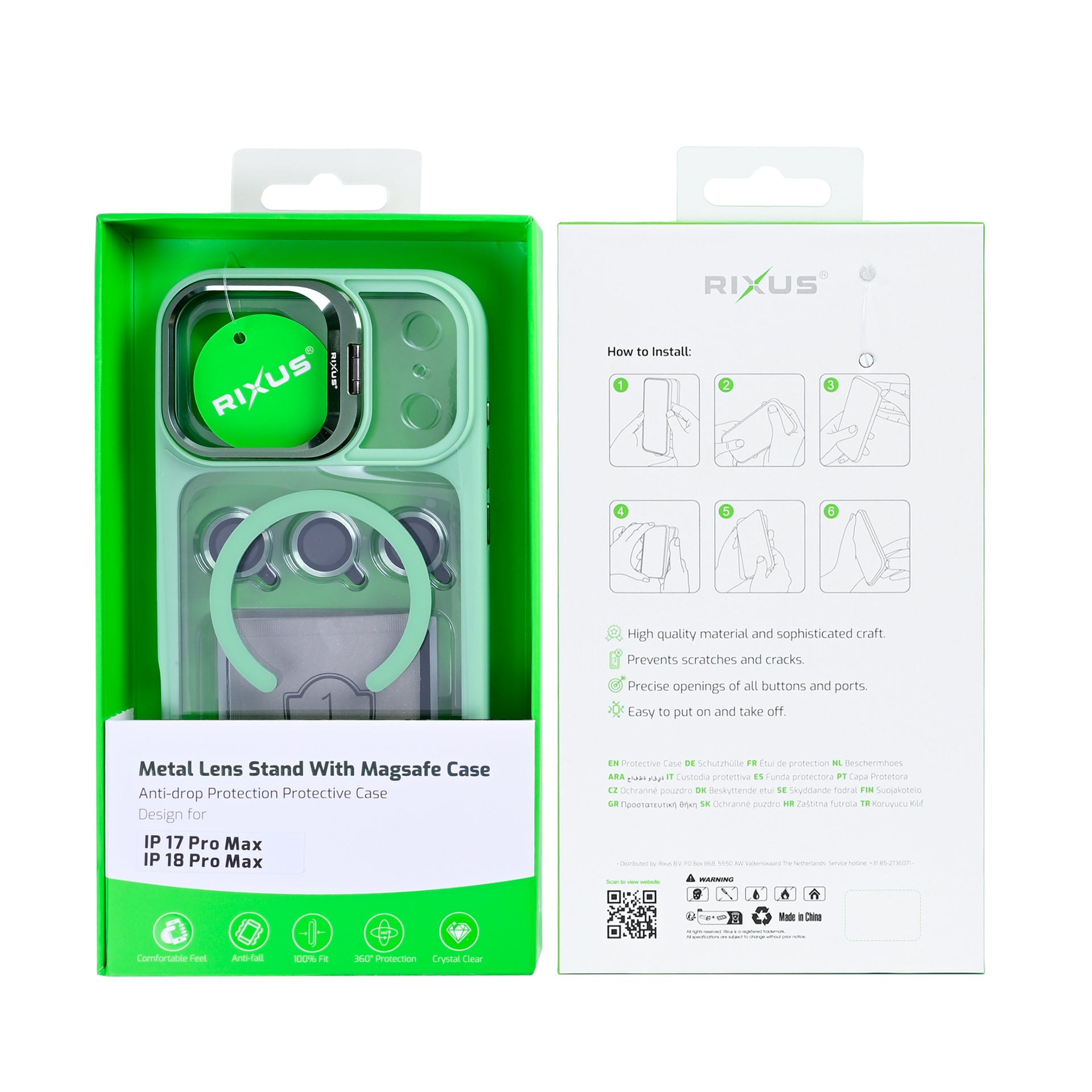 Rixus Classic 03 Case With MagSafe Compatible For Apple iPhone 17 Pro Max, 18 Pro Max Light Green