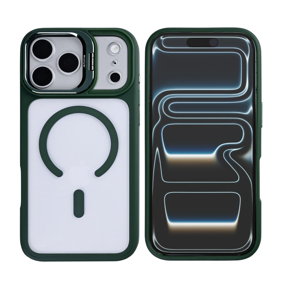 Rixus Classic 03 Case With MagSafe Compatible For Apple iPhone 17 Pro Max, 18 Pro Max Dark Green