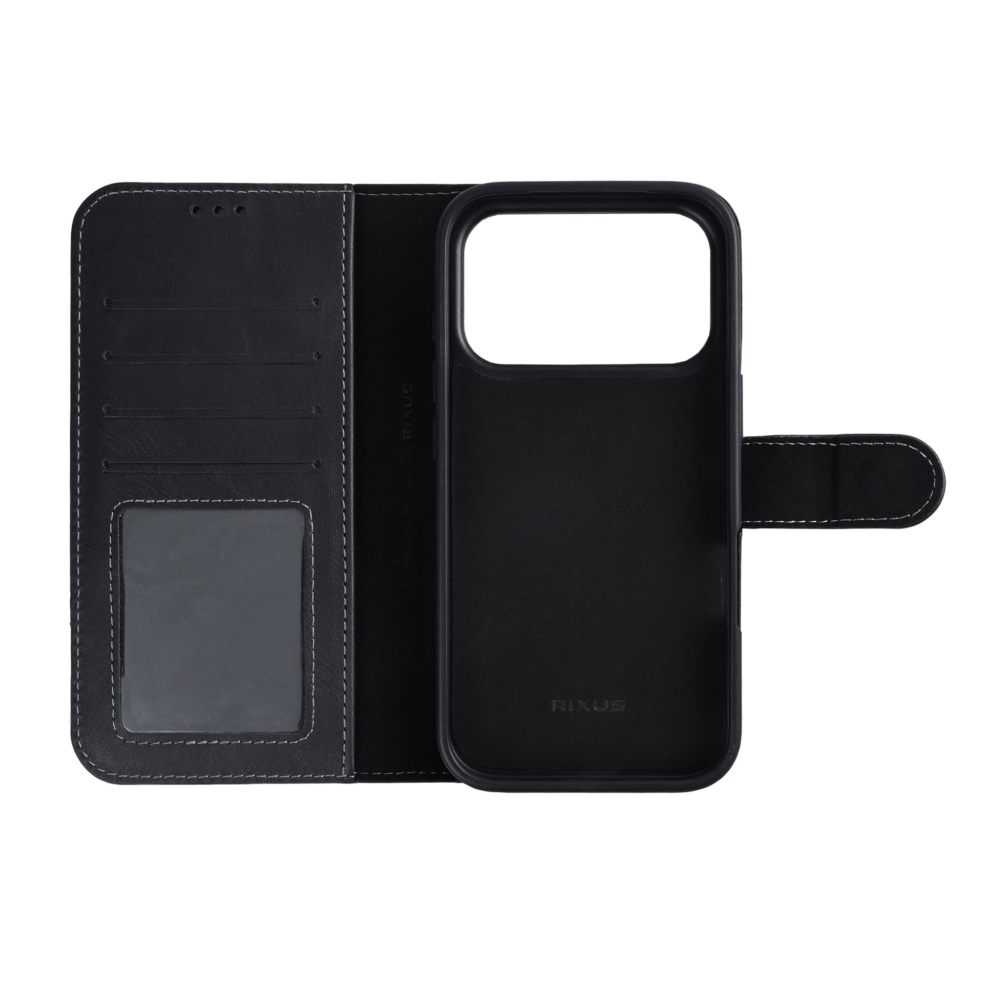Rixus Duo Magnetic Detachable Wallet For Apple iPhone 17 Pro Max, 18 Pro Max Black