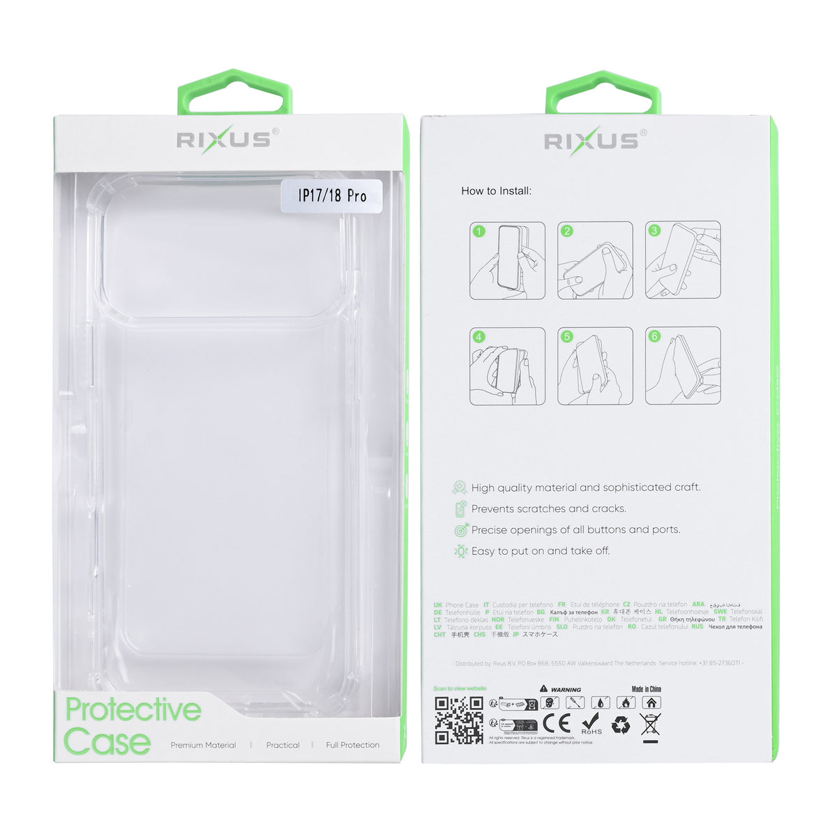Rixus Anti-Burst Case For Apple iPhone 17 Pro, 18 Pro Transparent