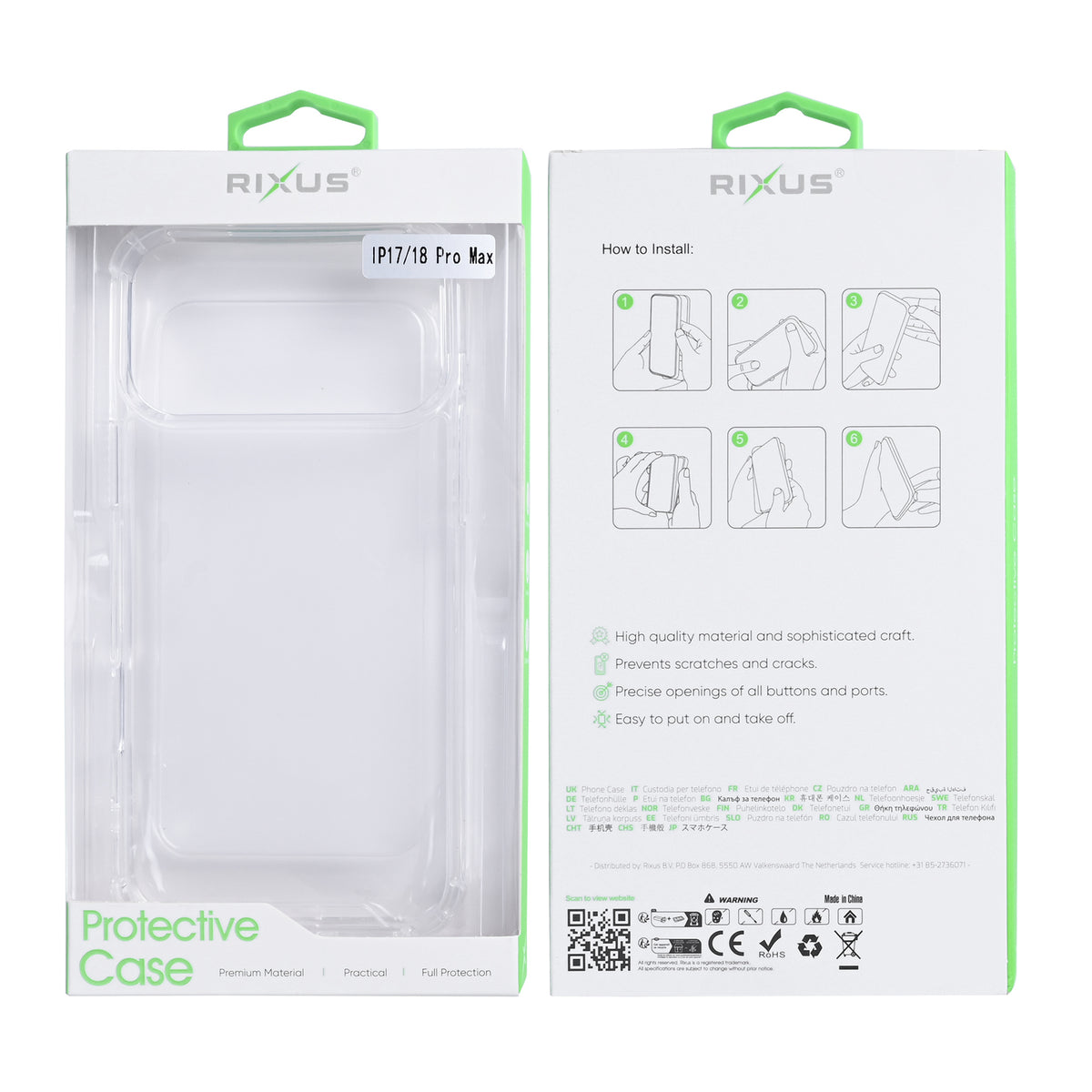 Rixus Anti-Burst Case For Apple iPhone 17 Pro Max, 18 Pro Max Transparent