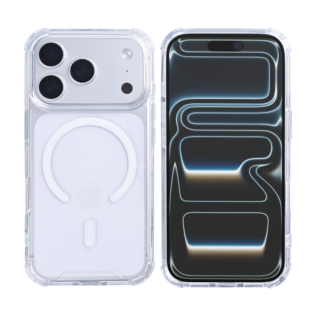Rixus Anti-Burst Case With MagSafe Compatible For Apple iPhone 17 Pro Max, 18 Pro Max Transparent