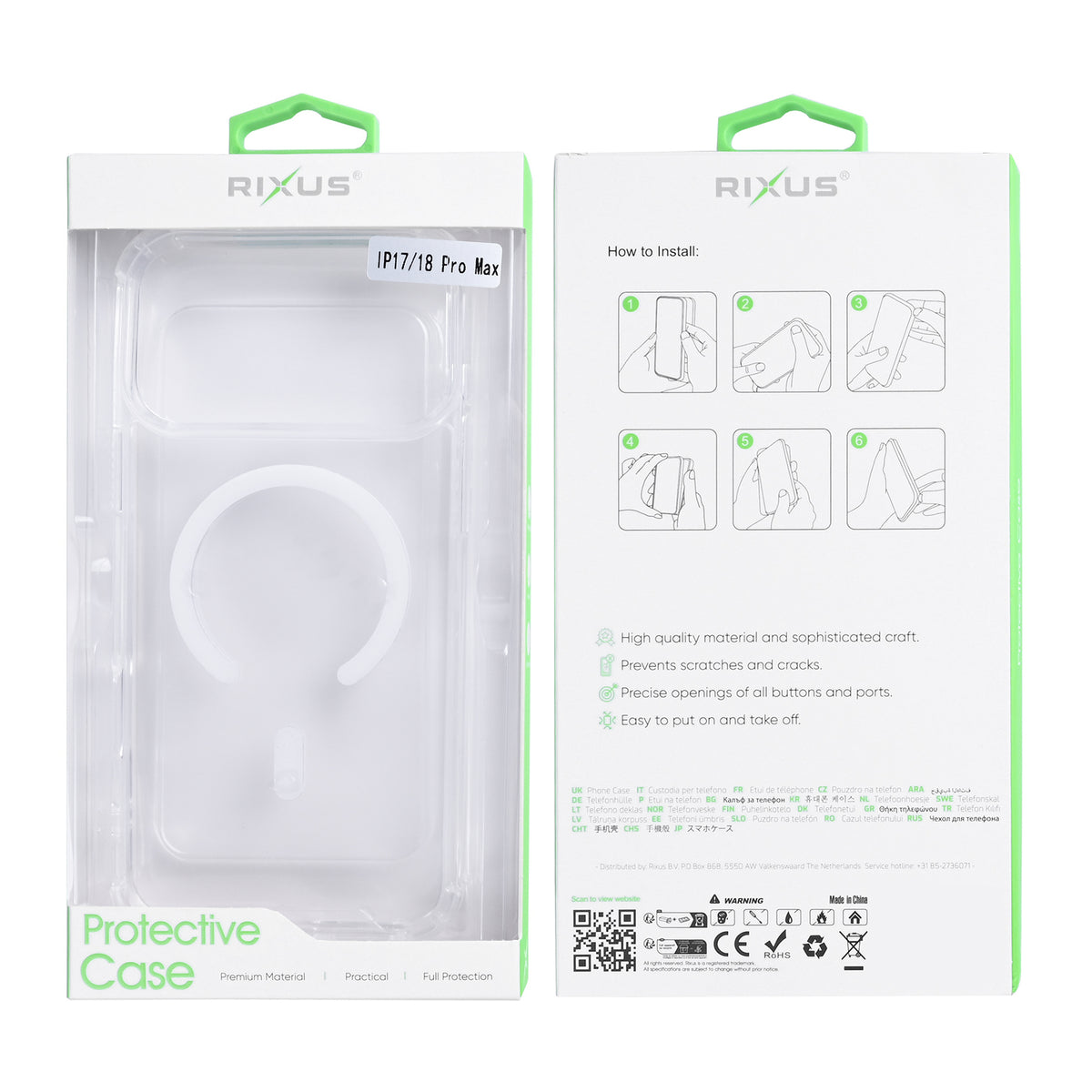 Rixus Anti-Burst Case With MagSafe Compatible For Apple iPhone 17 Pro Max, 18 Pro Max Transparent