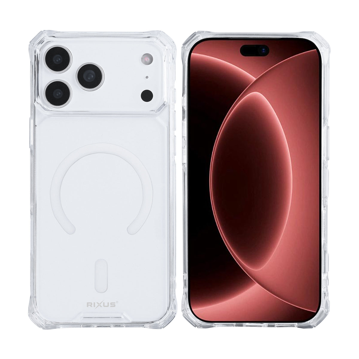 Rixus Armor-X Anti Shock Case With MagSafe Compatible For Apple iPhone 17 Pro, 18 Pro Transparent