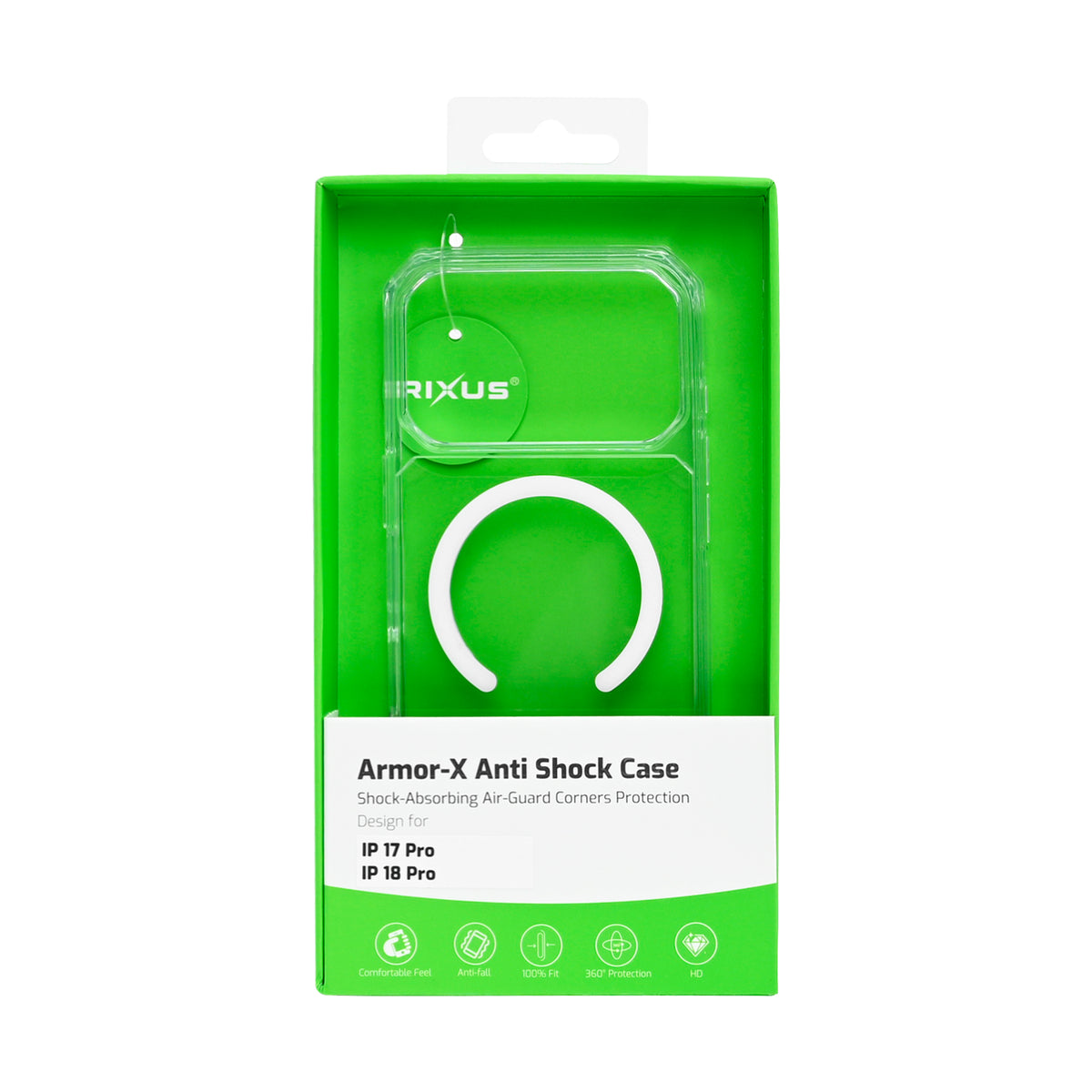 Rixus Armor-X Anti Shock Case With MagSafe Compatible For Apple iPhone 17 Pro, 18 Pro Transparent