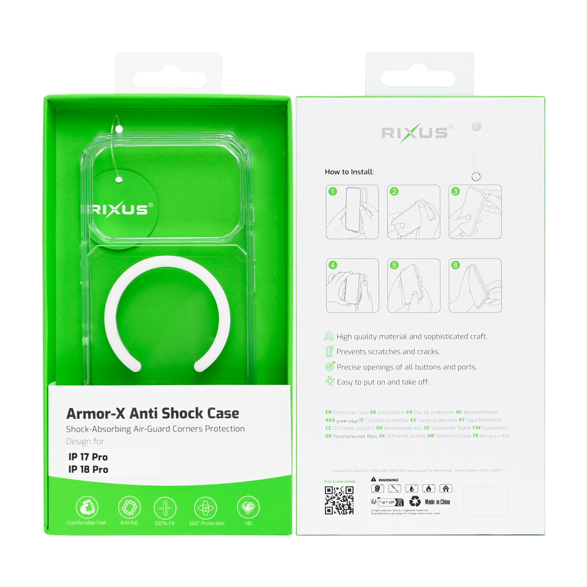 Rixus Armor-X Anti Shock Case With MagSafe Compatible For Apple iPhone 17 Pro, 18 Pro Transparent
