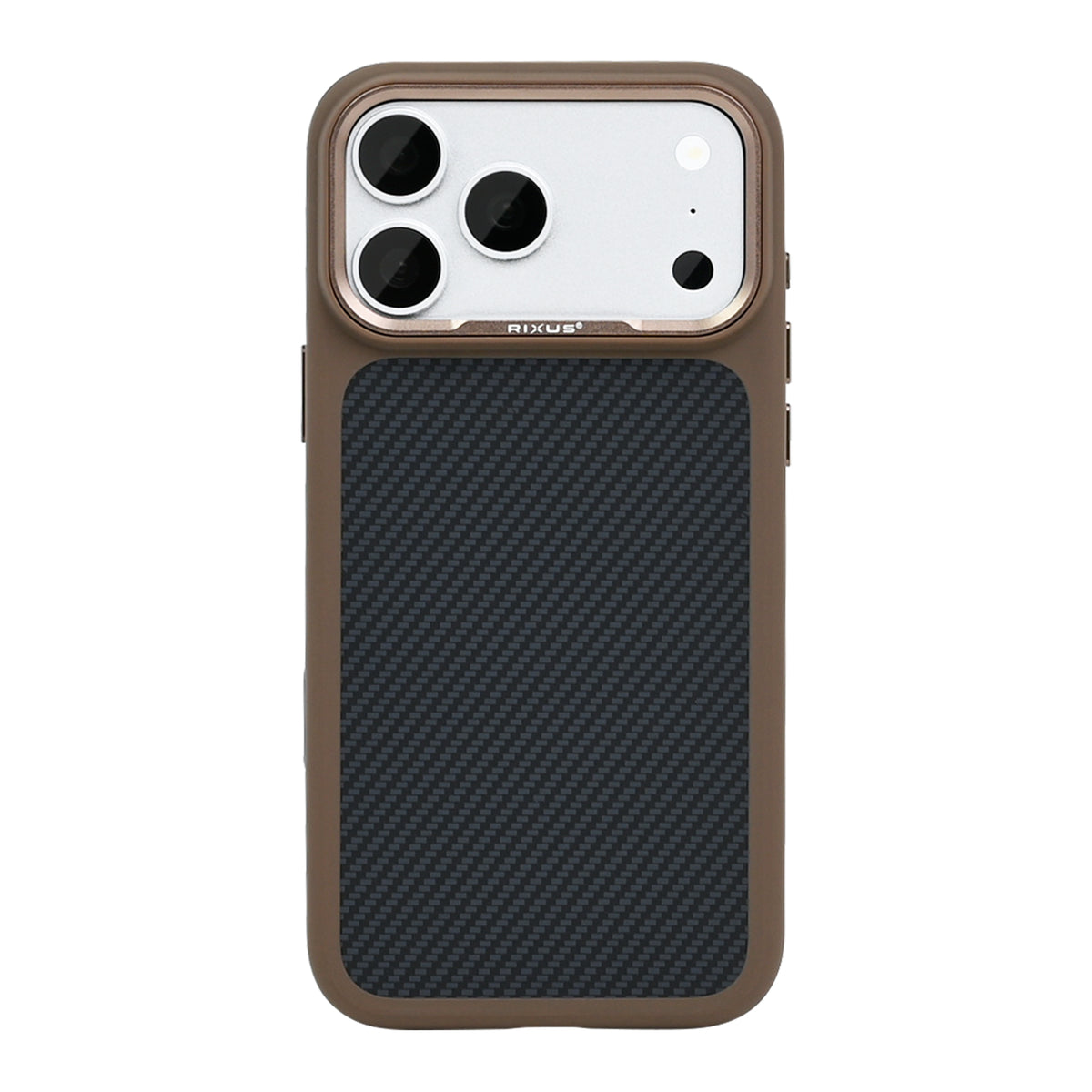 Rixus Mag Carbon With MagSafe Compatible For Apple iPhone 17 Pro Max, 18 Pro Max Brown