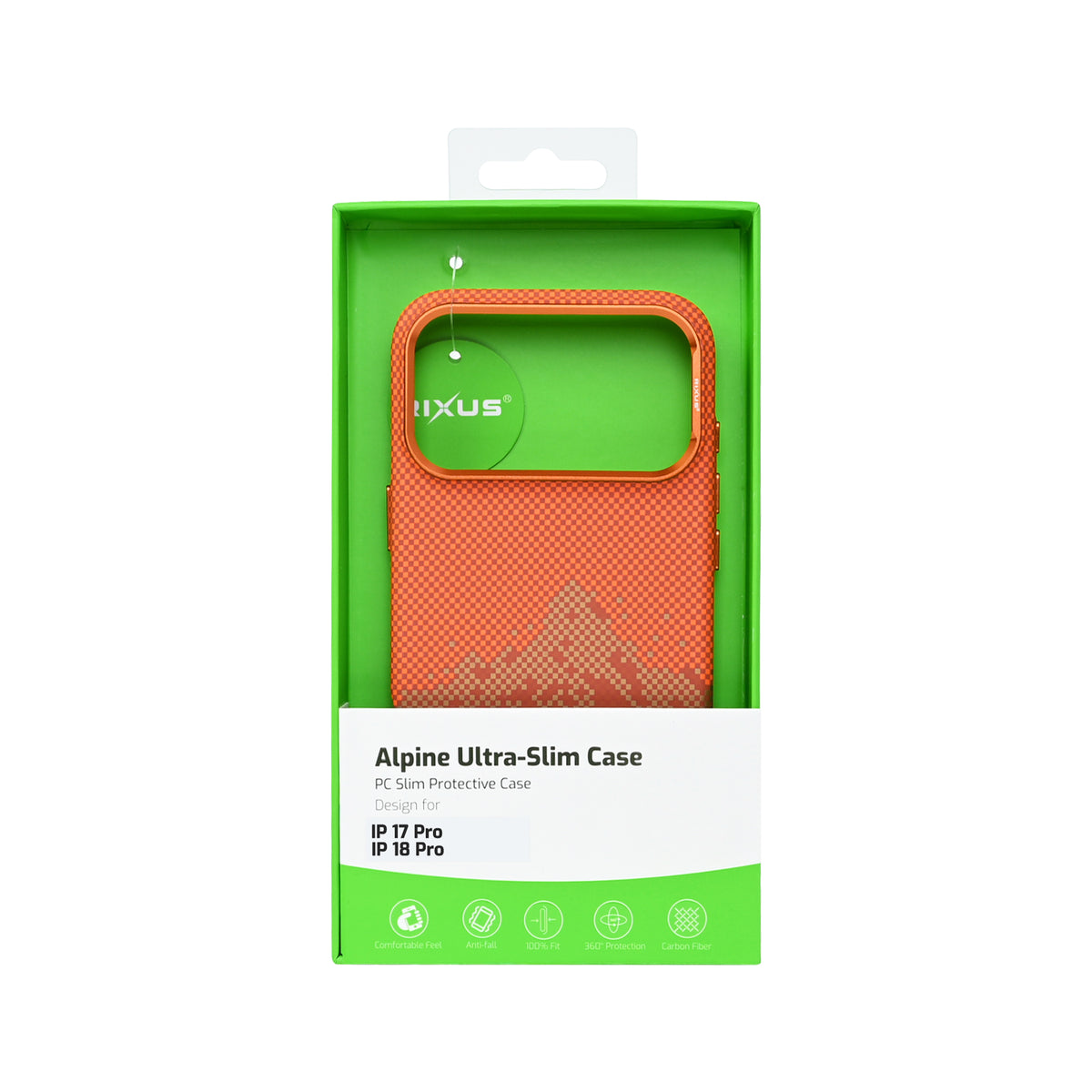 Rixus Alpine Ultra-Slim Case With MagSafe Compatible RXD081 For Apple iPhone 17 Pro, 18 Pro Mountain Orange