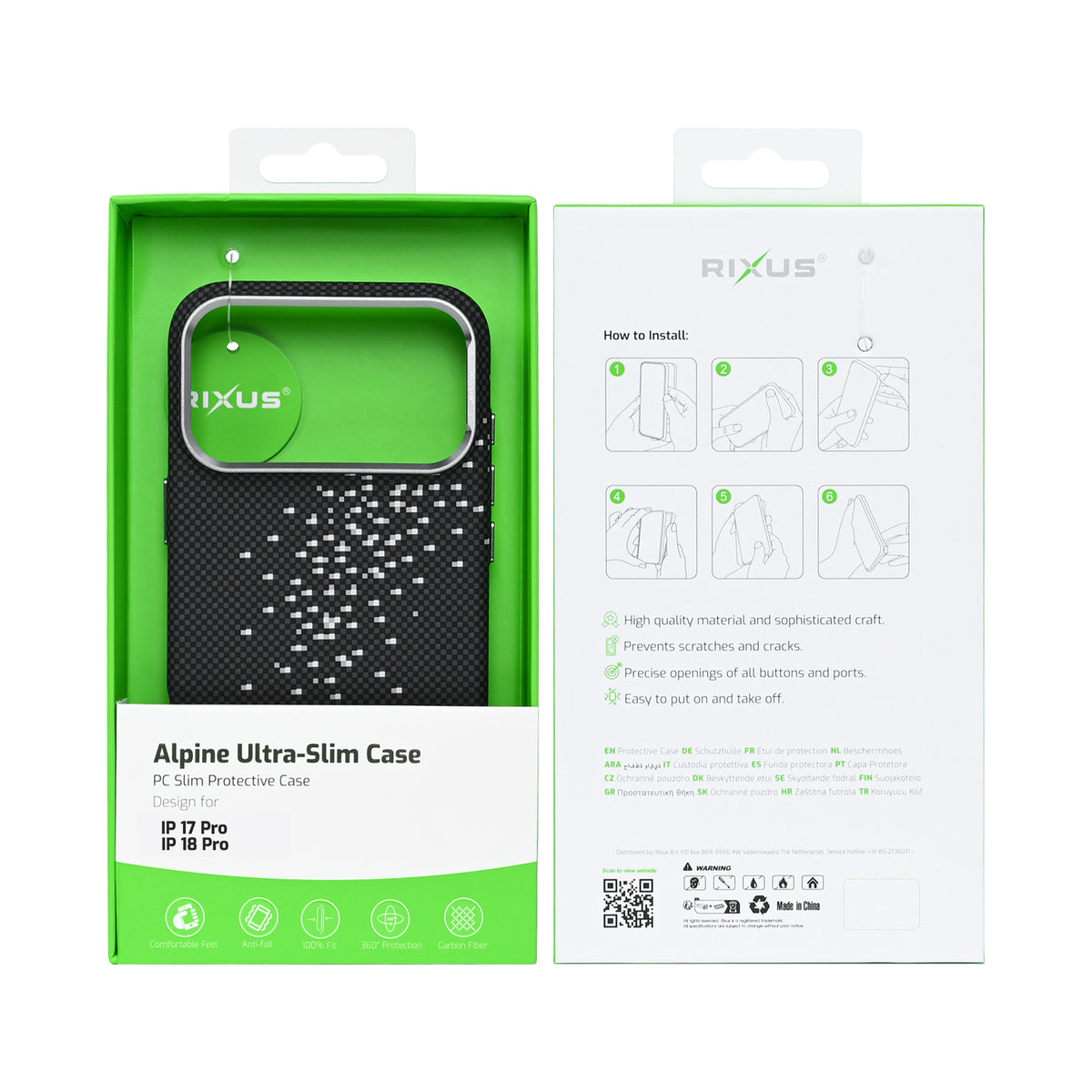 Rixus Alpine Ultra-Slim Case With MagSafe Compatible RXD022 For Apple iPhone 17 Pro, 18 Pro Galaxy Black