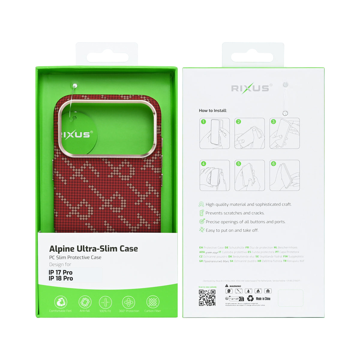 Rixus Alpine Ultra-Slim Case With MagSafe Compatible RXA093 For Apple iPhone 17 Pro, 18 Pro Cherry Red