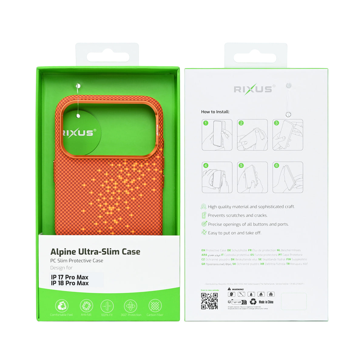 Rixus Alpine Ultra-Slim Case With MagSafe Compatible RXD021 For Apple iPhone 17 Pro Max, 18 Pro Max Galaxy Orange