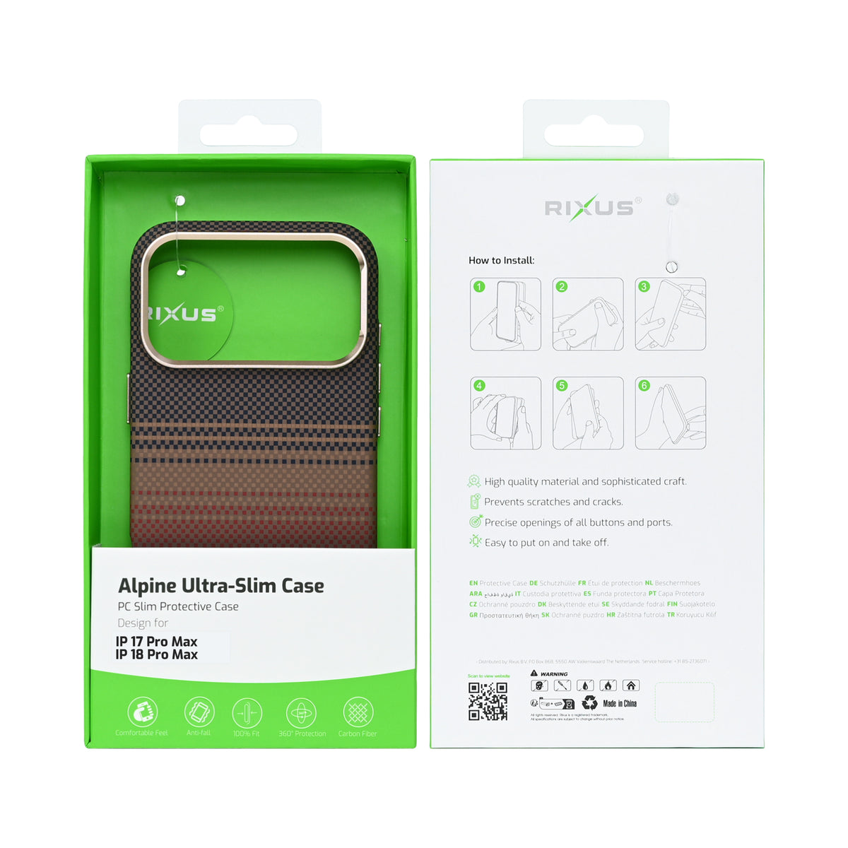 Rixus Alpine Ultra-Slim Case With MagSafe Compatible RXA130 For Apple iPhone 17 Pro Max, 18 Pro Max Stripe Brown