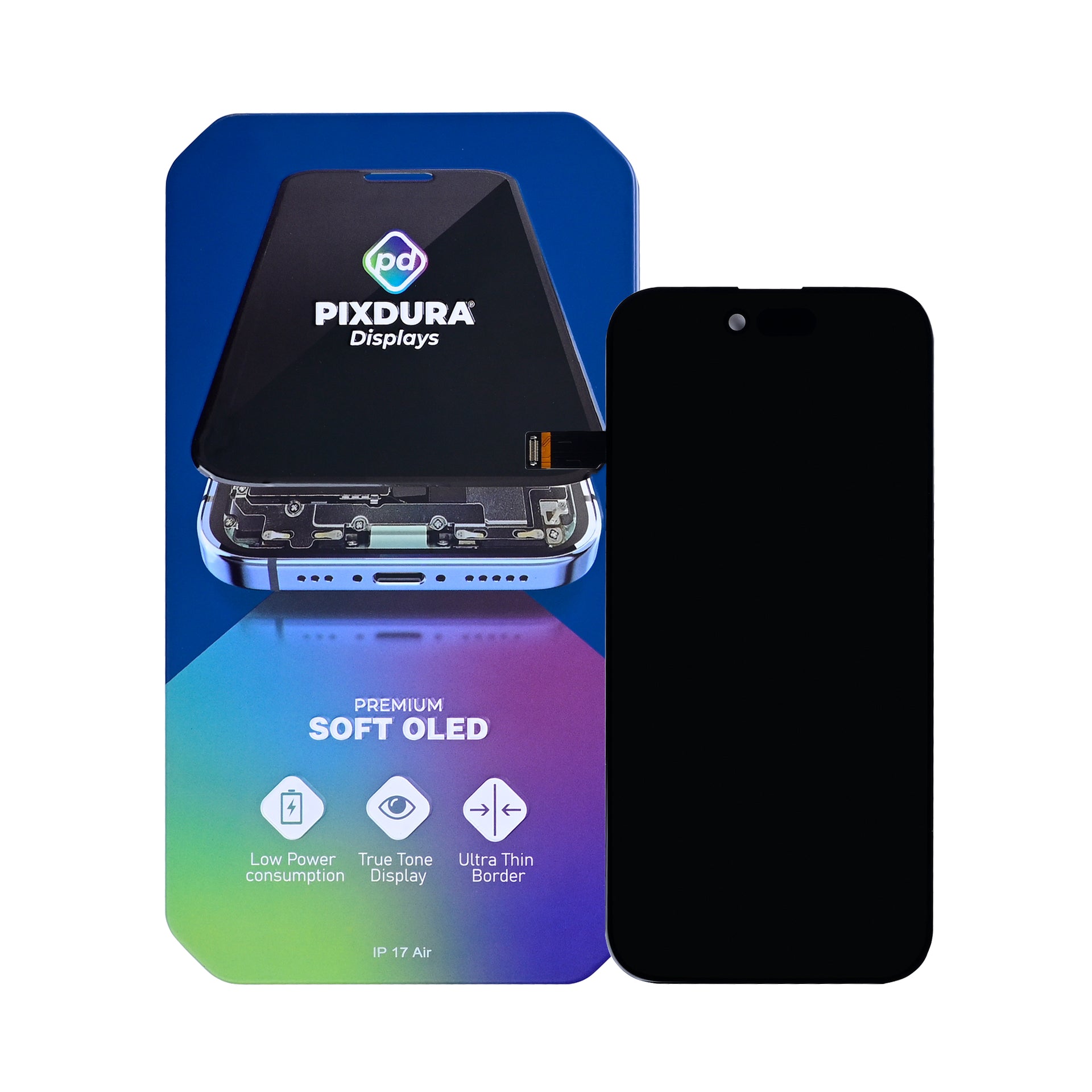 PIXDURA For Apple iPhone 17 Air Display And Digitizer Soft-OLED Premium (IC Removable) (120Hz)