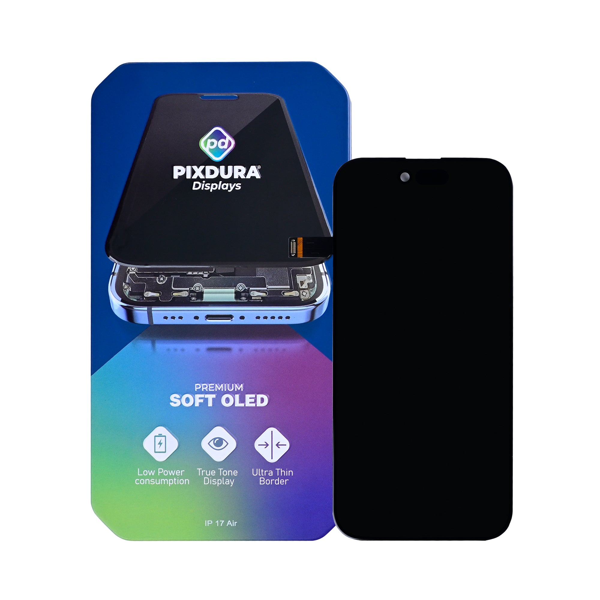 PIXDURA For Apple iPhone 17 Air Display And Digitizer Soft-OLED Premium (IC Removable) (120Hz)
