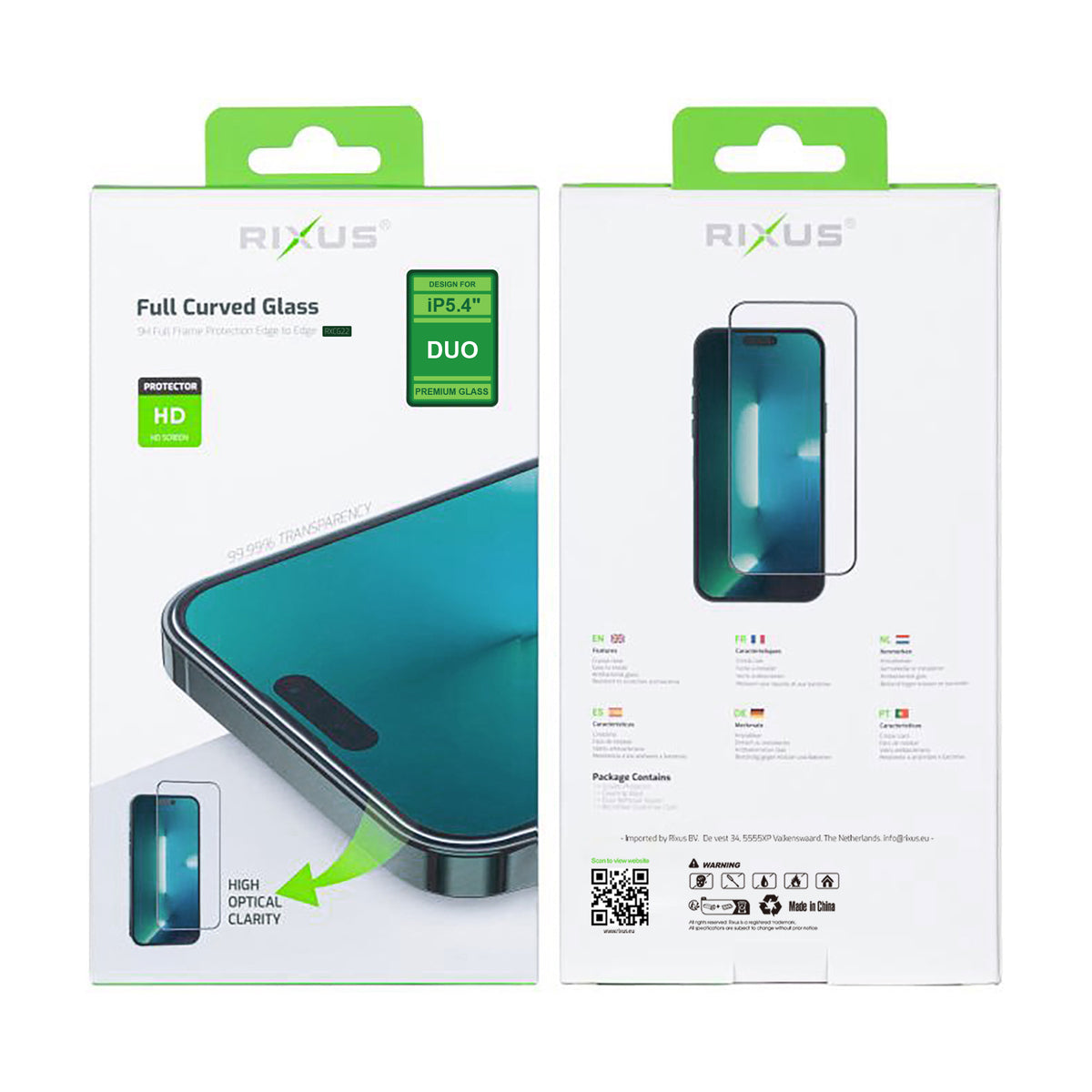 Rixus Clear HD Full Curved Edge Tempered Glass For Apple iPhone Duo