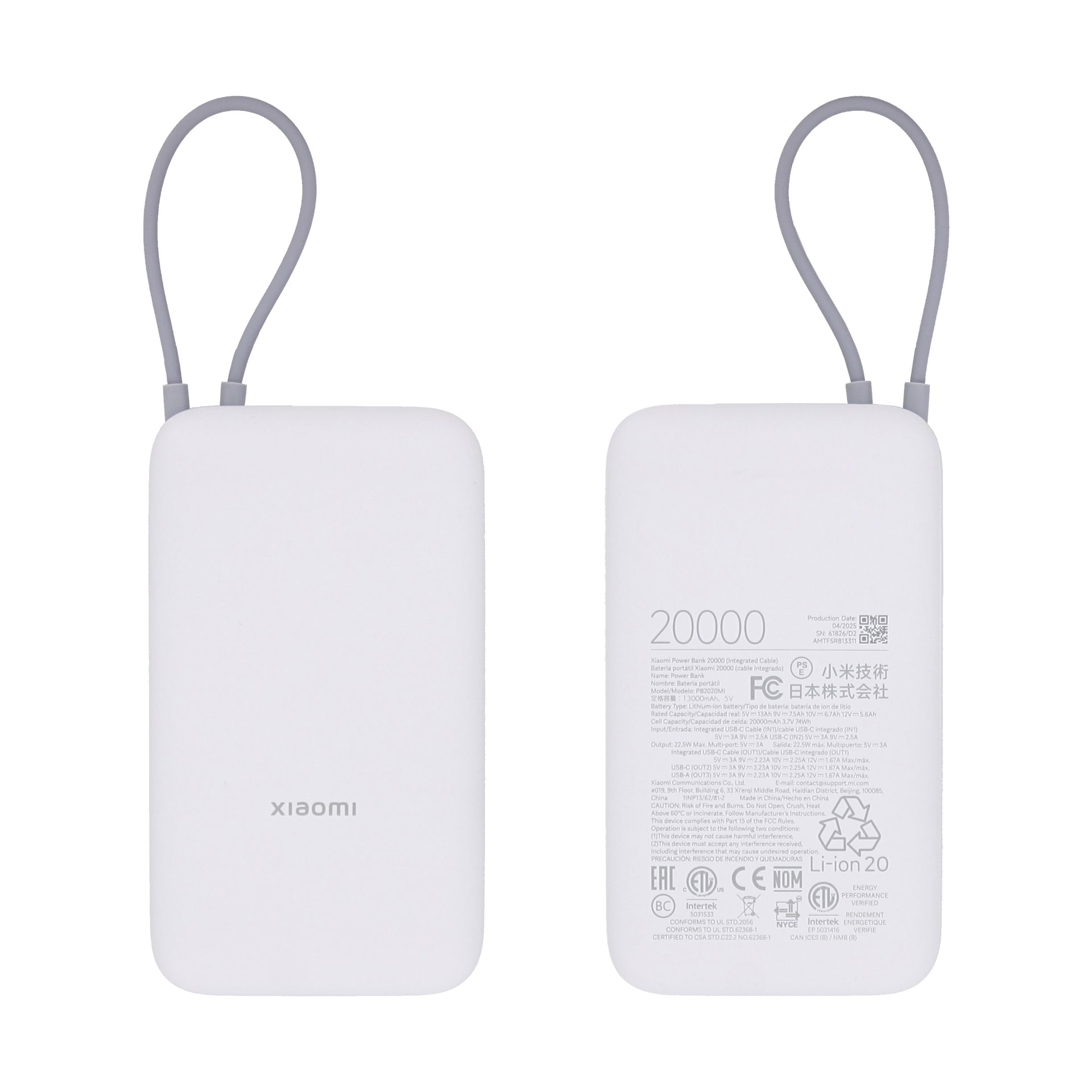 Xiaomi BHR9738GL USB-C Powerbank 20000mAh 22.5W Light Gray