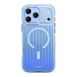 Rixus Aero Ribbed Shield Case With MagSafe Compatible For Apple iPhone 17 Pro, 18 Pro Glacier